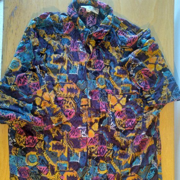 Vintage Vintage 90s Abstract Geometric Tribal Hawaiian Shirt Size US XL / EU 56 / 4 - 2 Preview