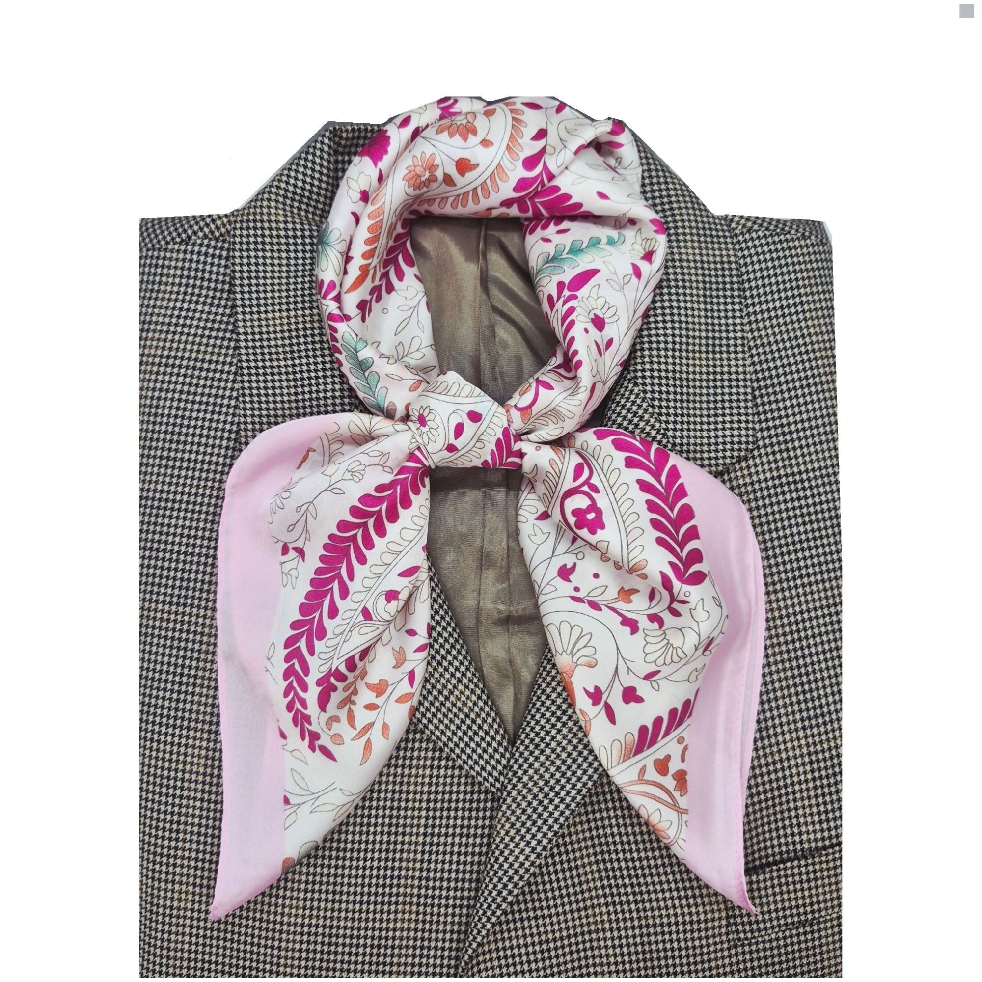 Other ✨Luxury Silky Square Scarf Pink Magenta Beige Paisley Vintag Size ONE SIZE - 1 Thumbnail