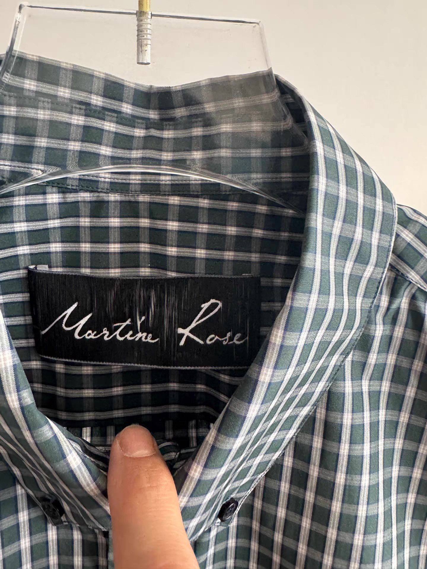 Martine Rose Martine Rose Green Plaid Patchwork Shirt Q17 Size US L / EU 52-54 / 3 - 3 Thumbnail