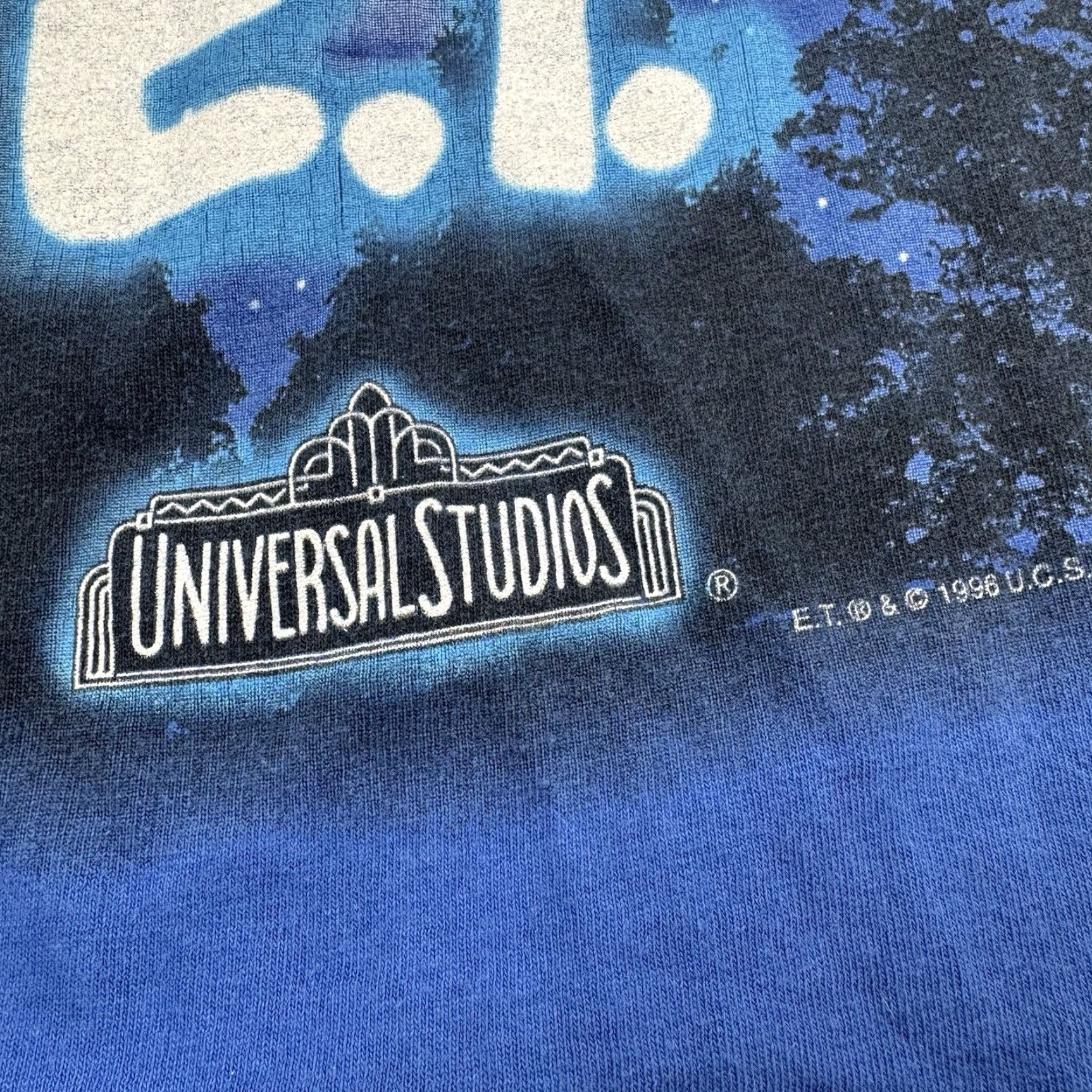 VINTAGE Universal Studios ET T-Shirt Men XL Blue Movie 90s Theme Park