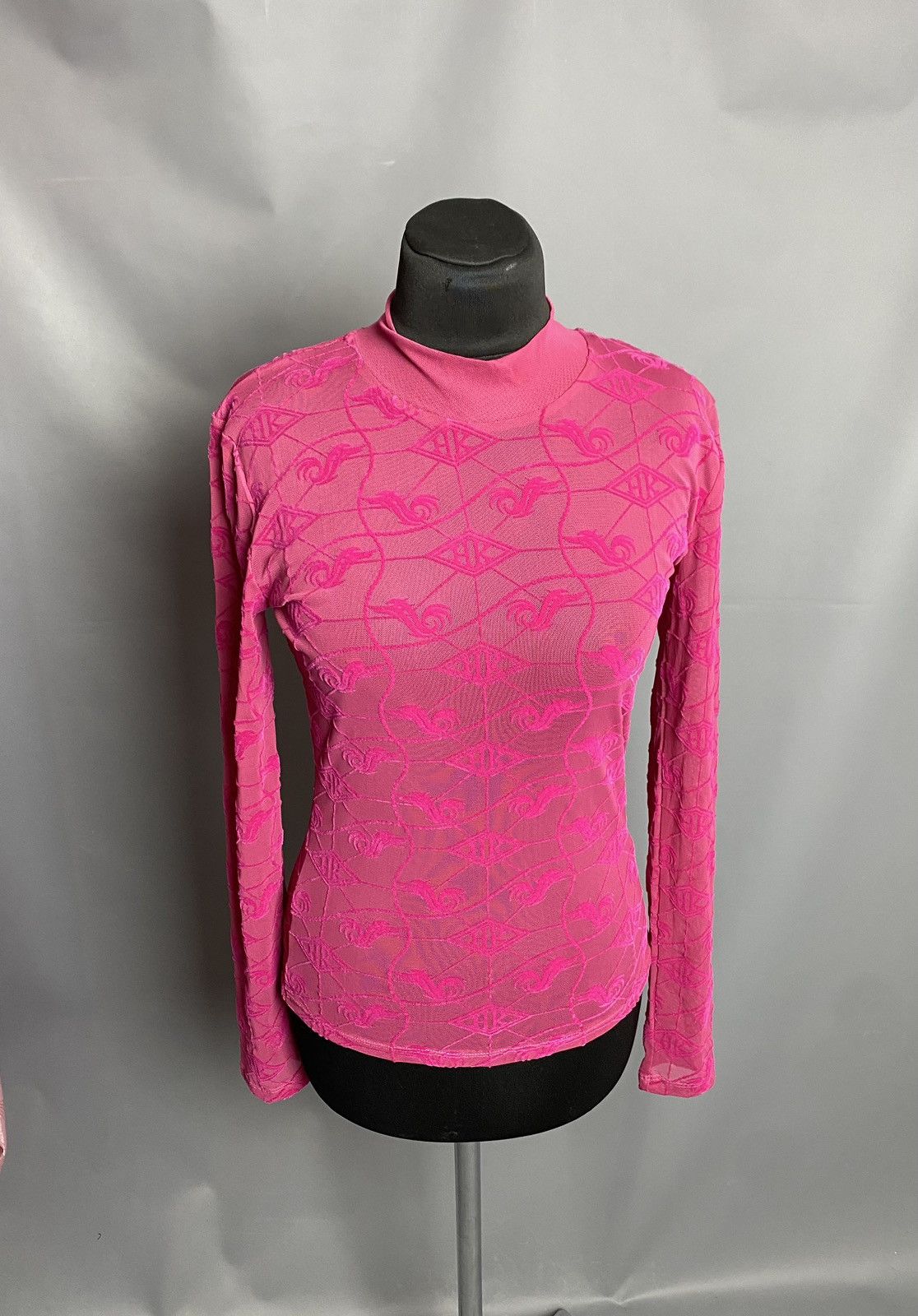 Han Kjobenhavn Han Kjobenhavn Pink Sheer Mesh Monogram Long Sleeve Top 36 Size XS / US 0-2 / IT 36-38 - 2 Thumbnail