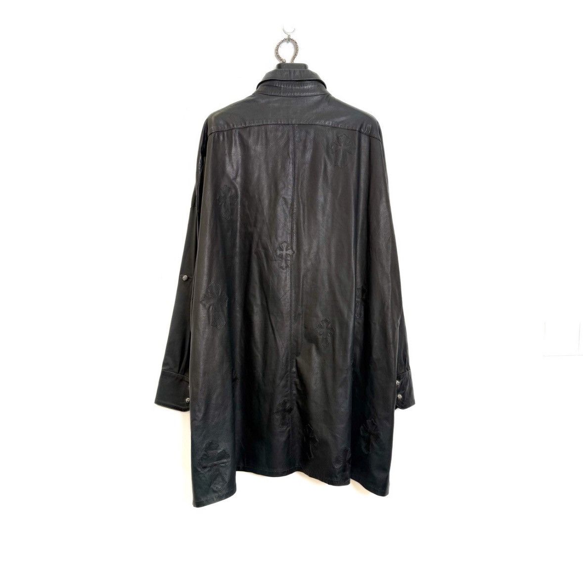 Chrome Hearts Leather cross patch leather button up shirt jacket Size US M / EU 48-50 / 2 - 2 Thumbnail