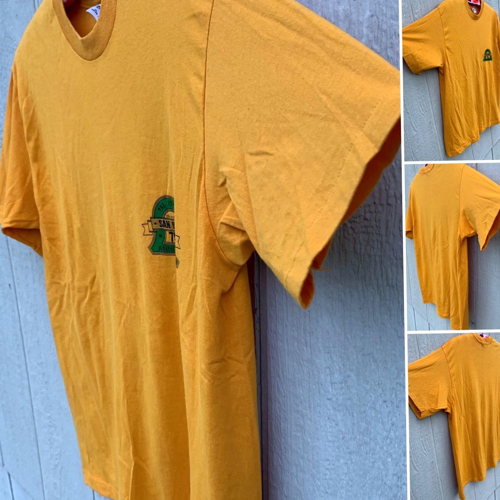 Vintage VINTAGE The City of San Bruno 75th Anniversary 1914 1989 t-shirt XL Yellow Mens Graphic Tee 1980s USA Stedman Size US XL / EU 56 / 4 - 2 Thumbnail