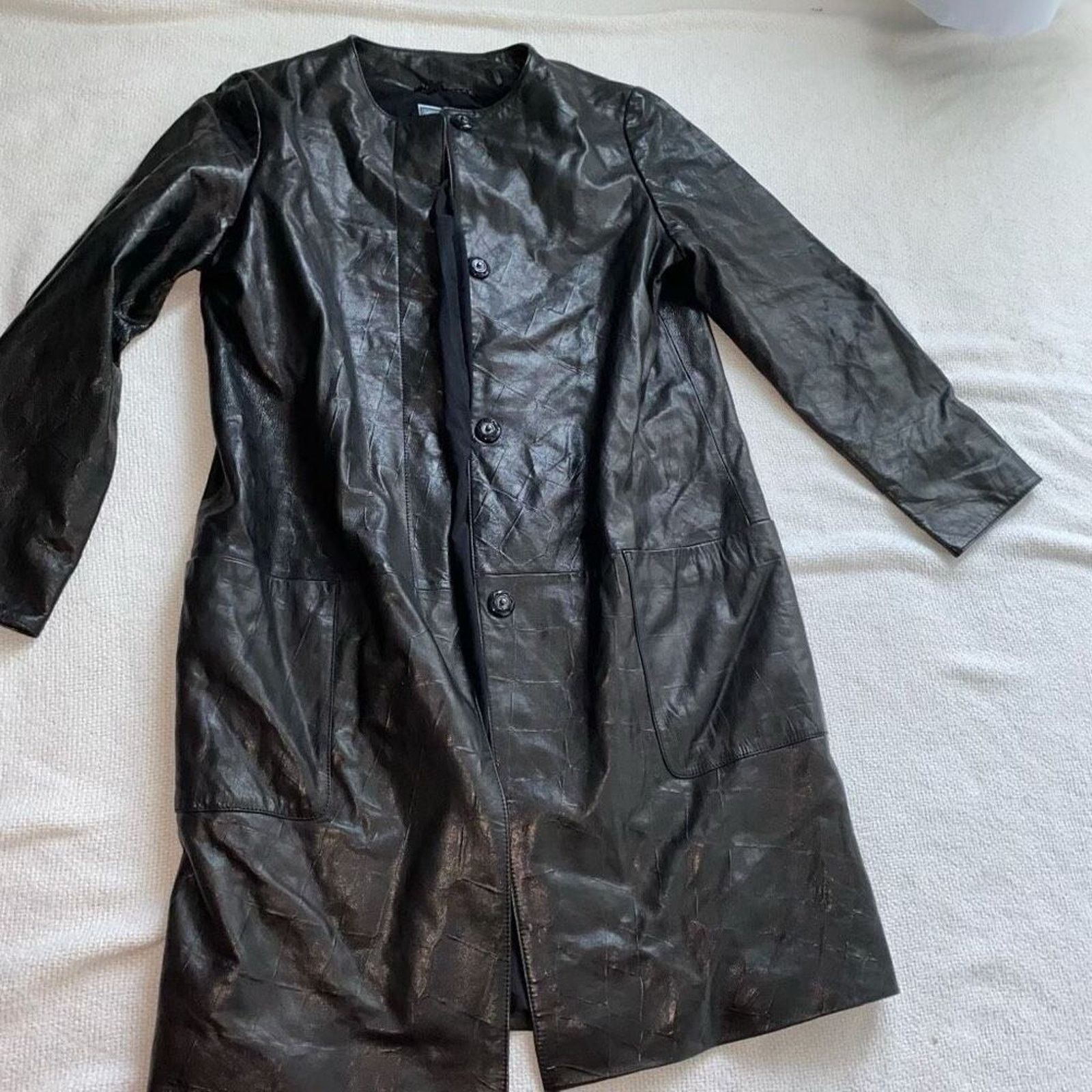 Other Dawn Levy Black Cropped Sleeve Leather Midi Jacket | Sz S Size S / US 4 / IT 40 - 2 Thumbnail