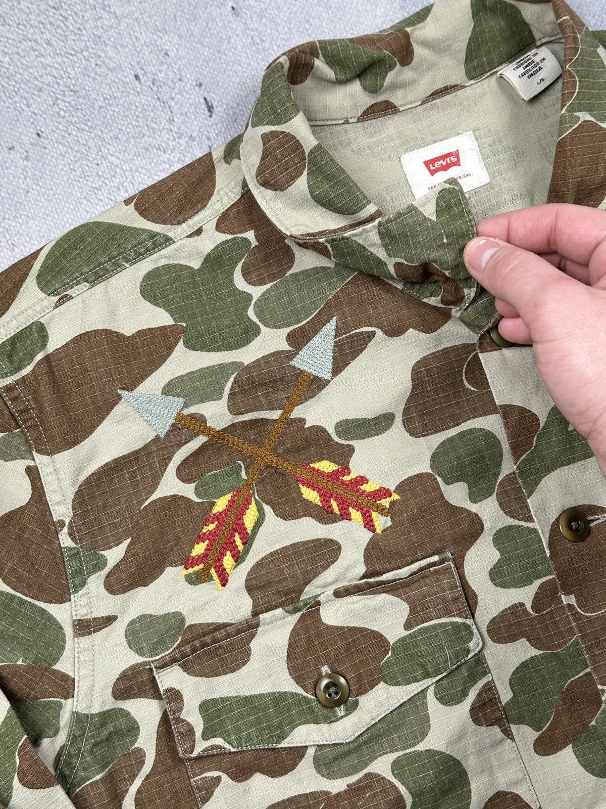 Levi's Vintage Levi’s San Francisco Camo Overshirt Eagle Embroidery Size US L / EU 52-54 / 3 - 7 Thumbnail