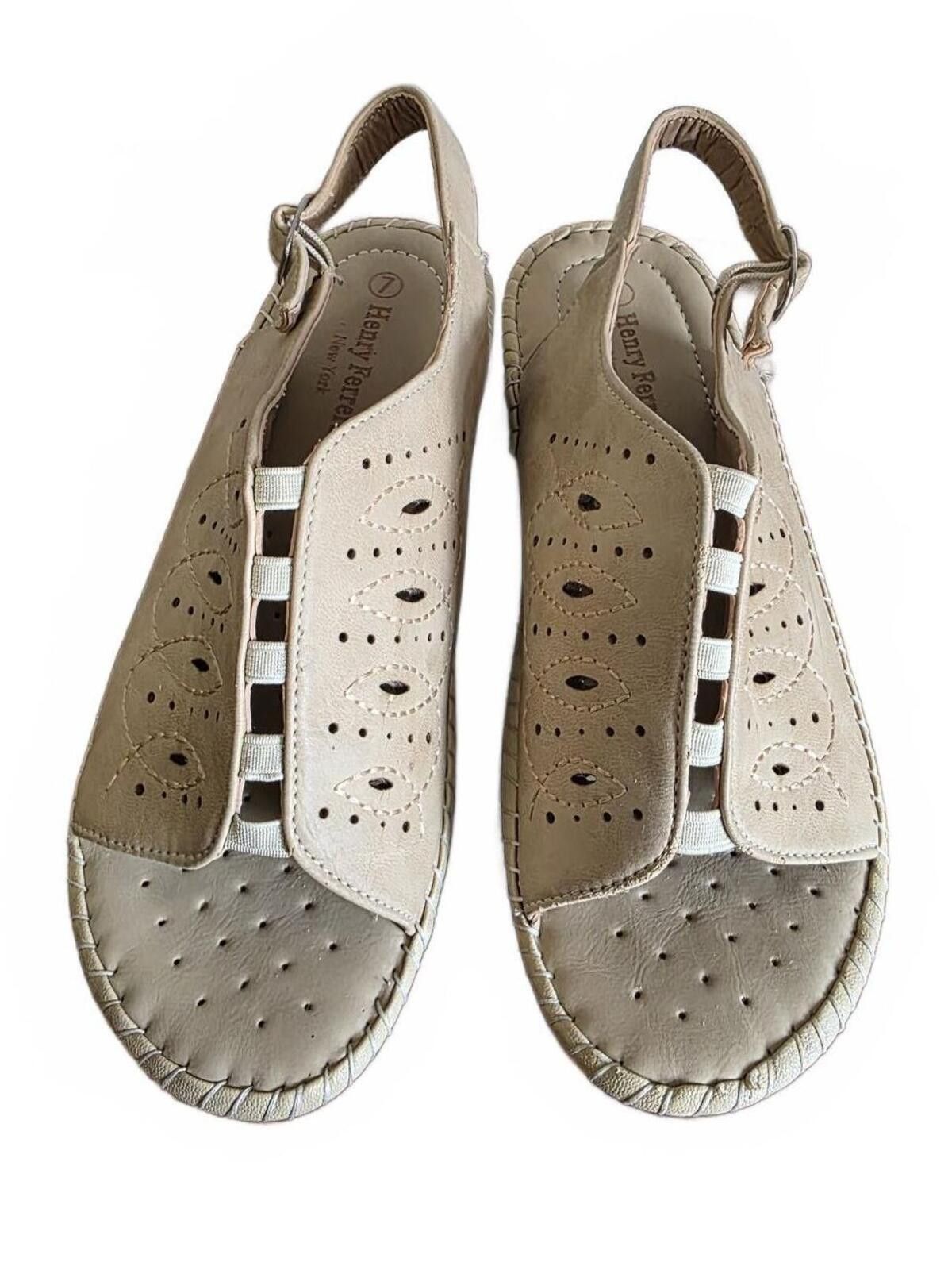Other Henry Ferrera Beige Leather Comfort Slingback Sandals Size 7 Size US 7 / IT 37 - 7 Thumbnail