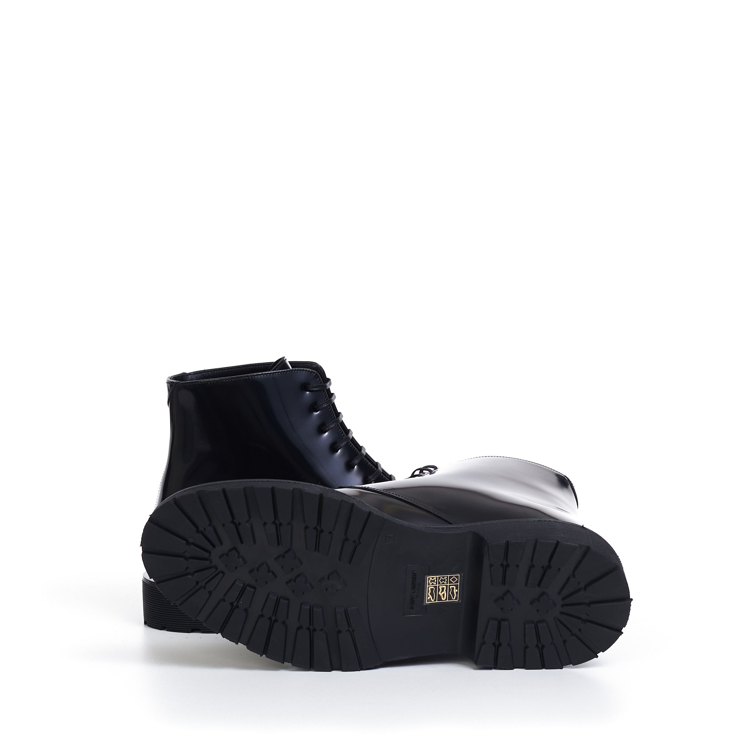 Saint Laurent Paris Army Boots In Shiny Black Calf Leather Size US 7.5 / EU 40-41 - 10 Thumbnail