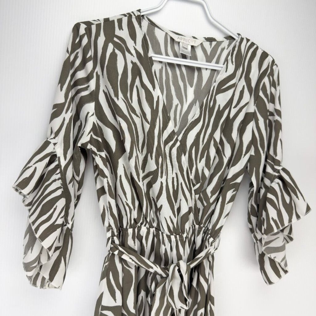 Other APRICOT NWOT Zebra Print Flowy Midi Maxi White Green Dress S Size XXS / US 00 / IT 34 - 5 Thumbnail