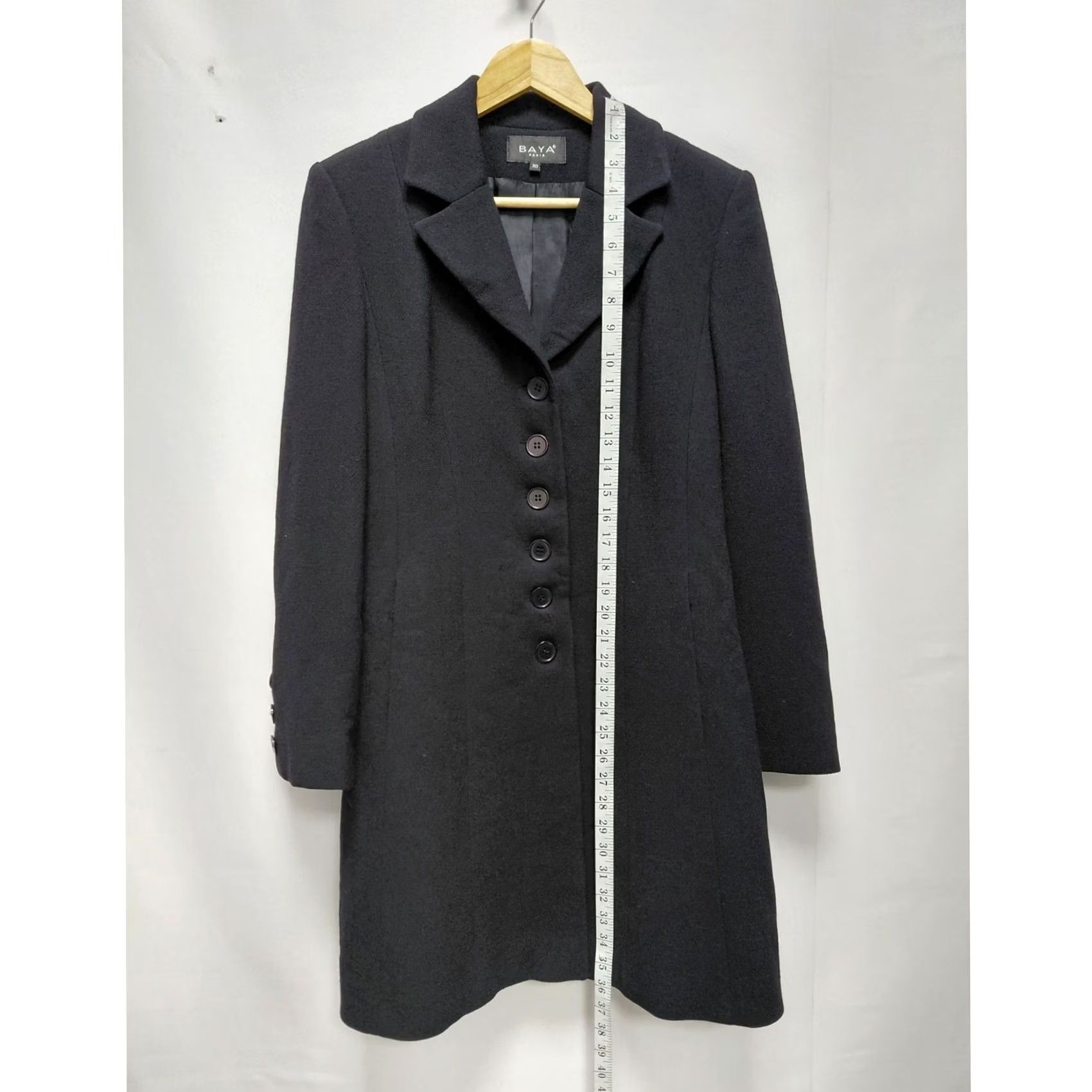 Vintage BAYA PARIS Coat Womens 30 Black Button Solid Long Sleeve Size Size 4XL / US 24-26 - 6 Thumbnail