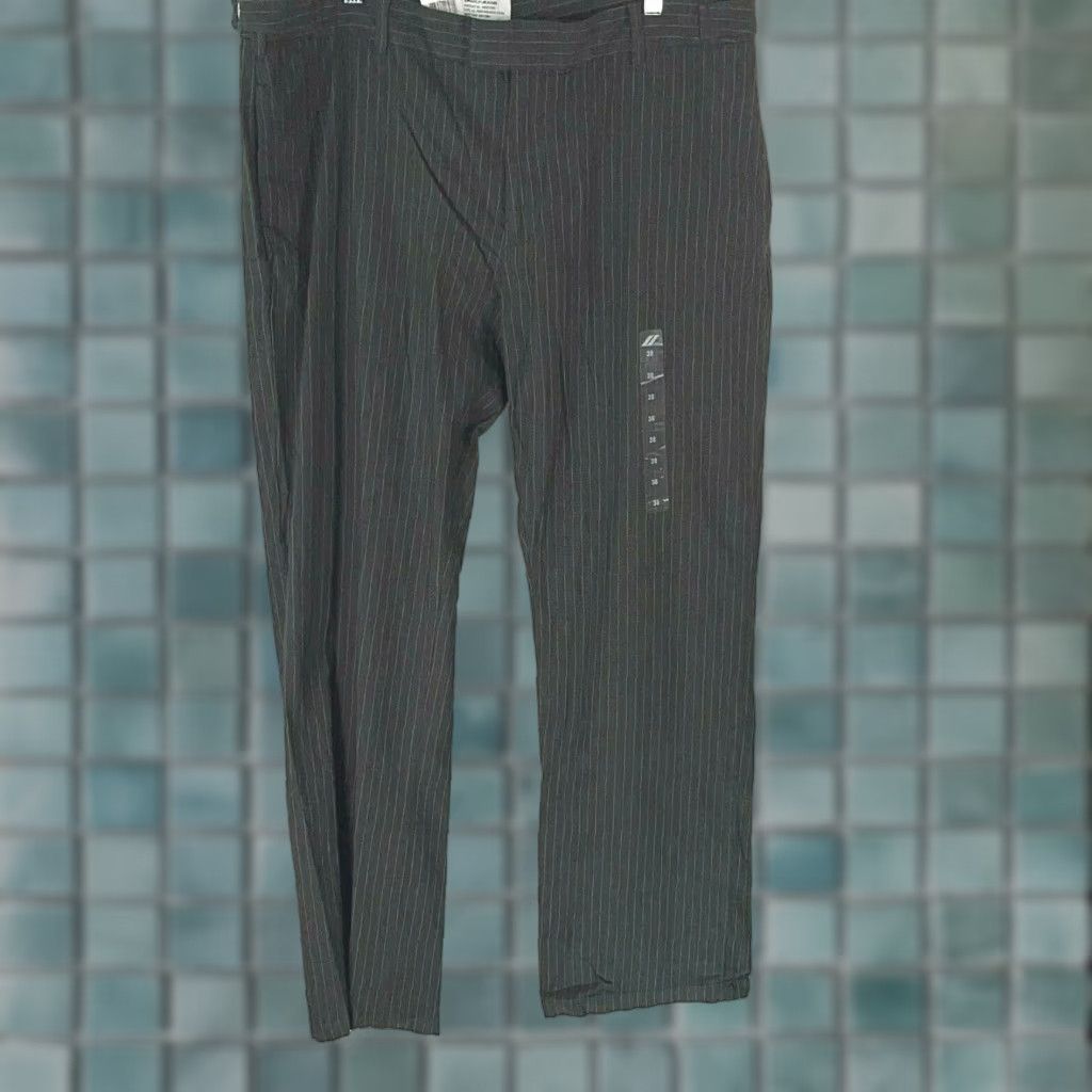 DKNY DKNY Jeans Dress Pants Mens Gray Striped Flat Front Mid Rise Straight Leg Size 38 Inseam 34 in Size US 40 / EU 56 - 1 Thumbnail