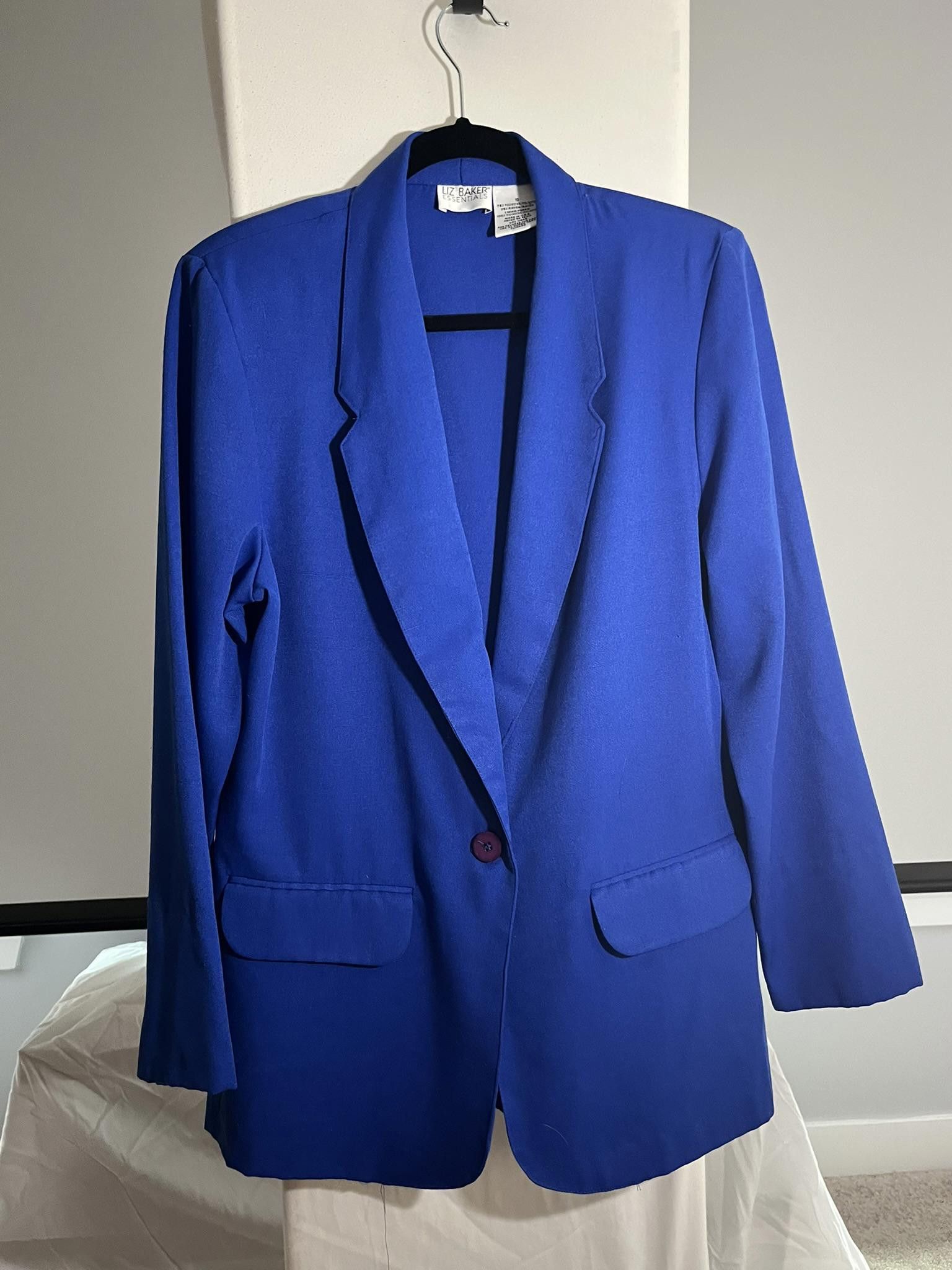 Designer Liz Baker Essentials Women's Blue Blazer Jacket - Size 10 Size L / US 10 / IT 46 - 1 Thumbnail