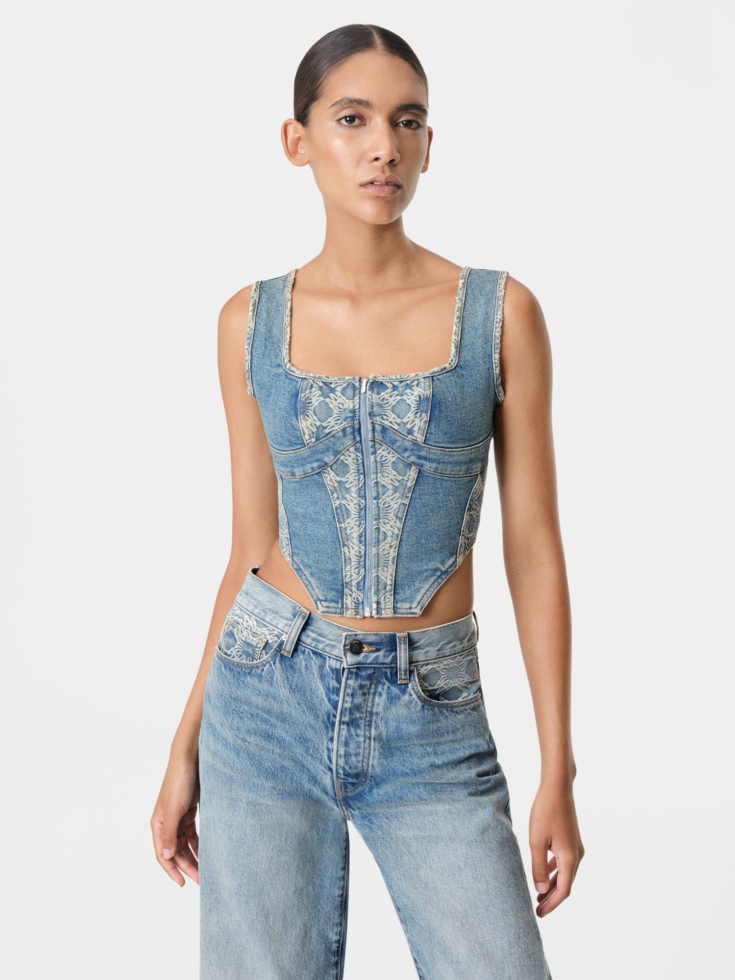 Amiri o1orln1025 MA Quad Corset Top in Blue Size XL / US 12-14 / IT 48-50 - 3 Thumbnail