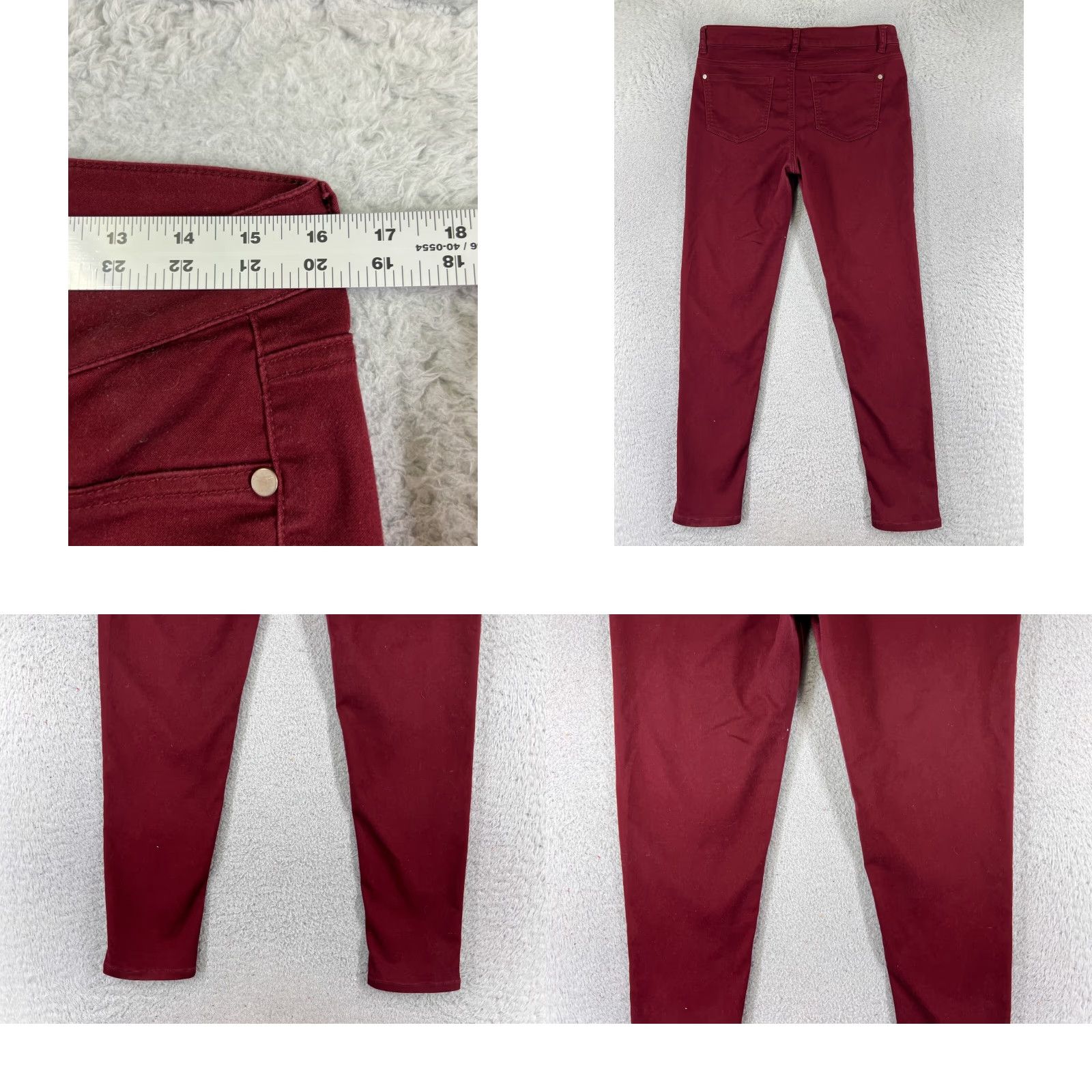 Vintage Tinseltown Red Denim Jeans Skinny Mid Rise 30x27 Womens 11 Cotton Blend 5-Pocket Design Logo Embroidered Button Zip Casual Classic Designer American Size 32" / US 10 / IT 46 - 9 Thumbnail