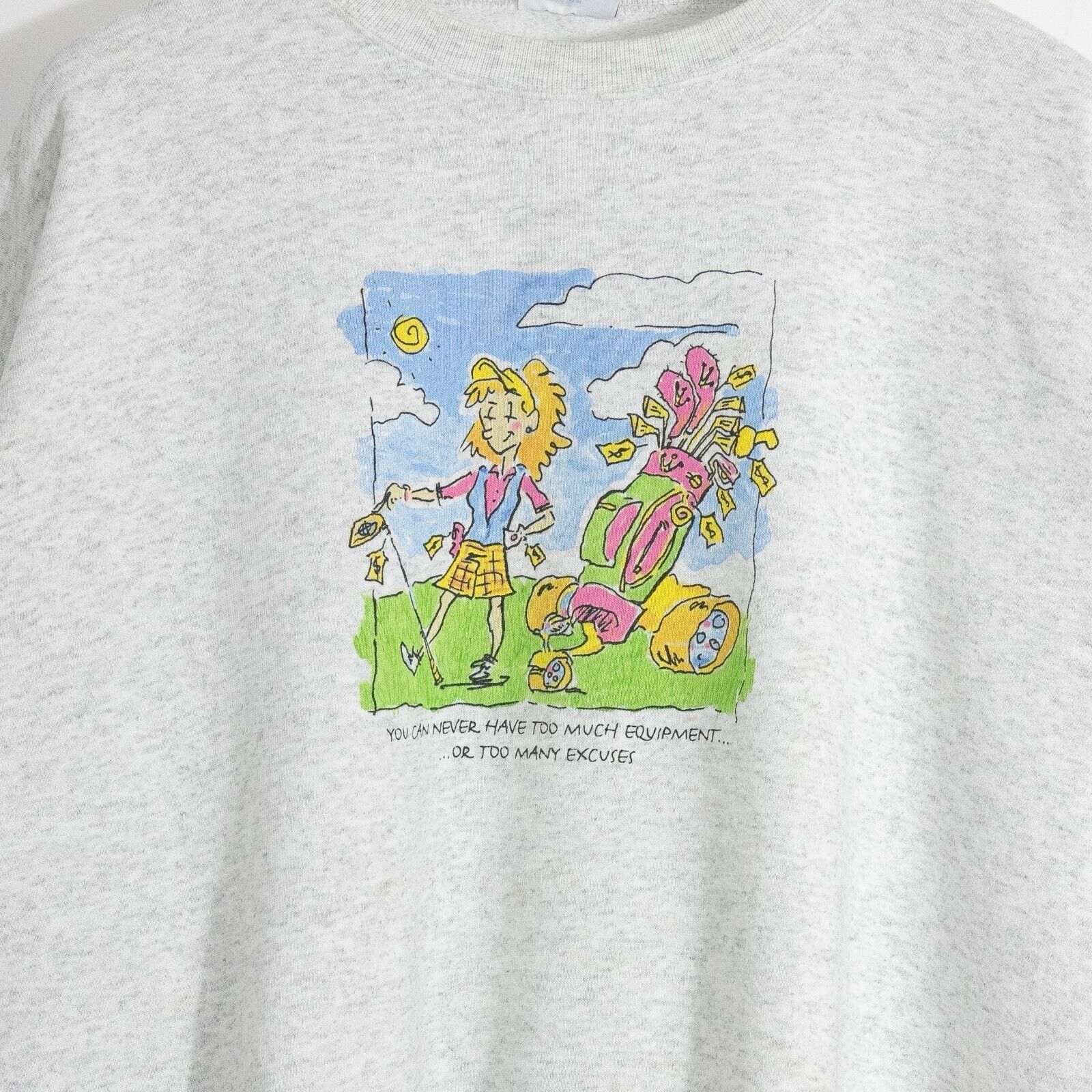 Vintage Vintage 90s Funny Golfing Sweatshirt XL - Faded Distressed Size US XL / EU 56 / 4 - 2 Thumbnail
