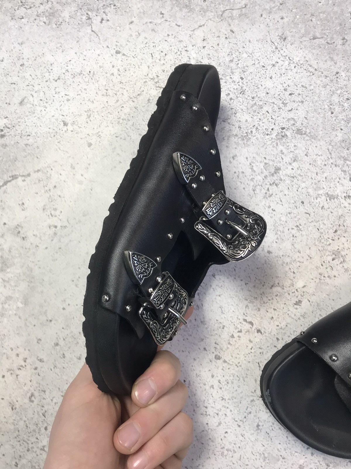 Japanese Brand Minelli Black Mule Toga Style Sandals Size US 8 / IT 38 - 7 Thumbnail