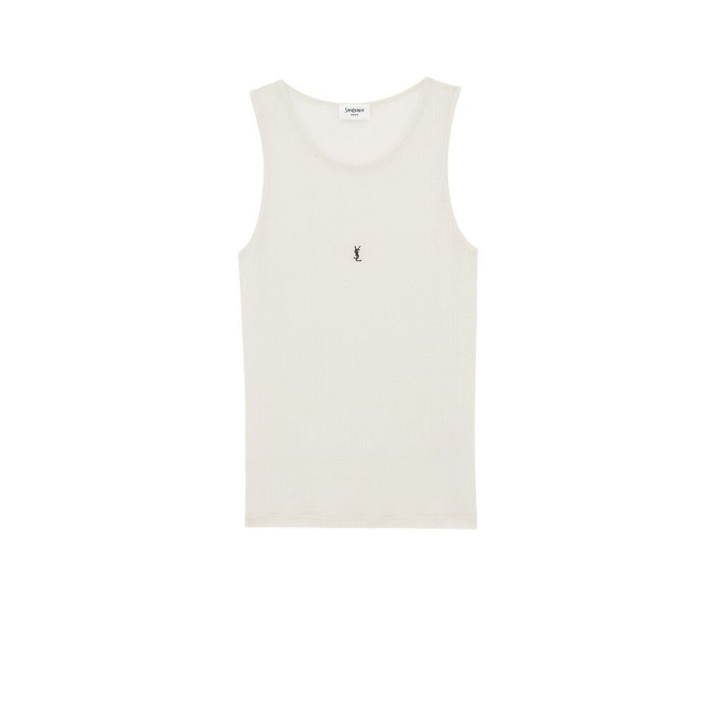 SAINT LAURENT $690 CASSANDRE NATUREL/NOIR Tank Top New And A