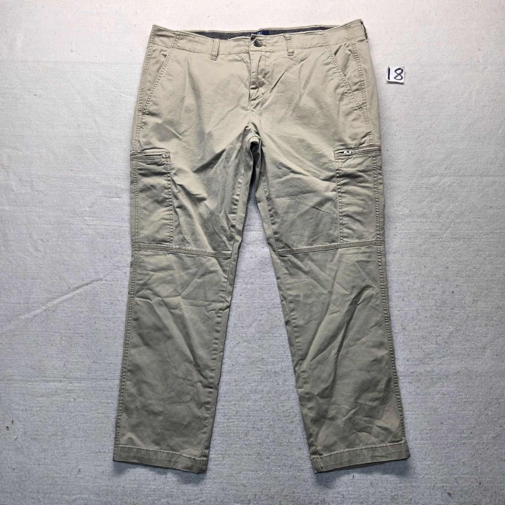 George George Solid Gray Chino Dress Pants Adult Men's Size 38 x 30 Beige Cotton Regular 38 Pants Men Mens Size US 38 / EU 54 - 2 Thumbnail