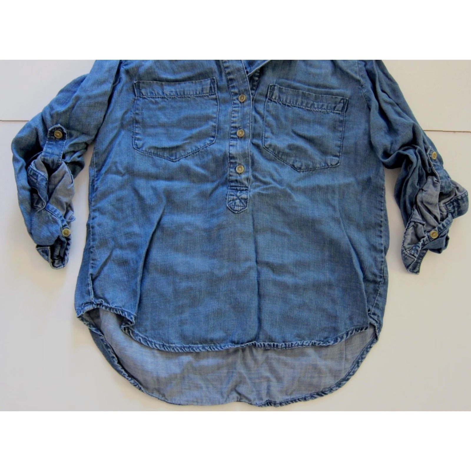 Denime Cloth & Stone 100% Tencel Blue Denim Long Sleeve Blouse Women's Size Small Size S / US 4 / IT 40 - 5 Thumbnail