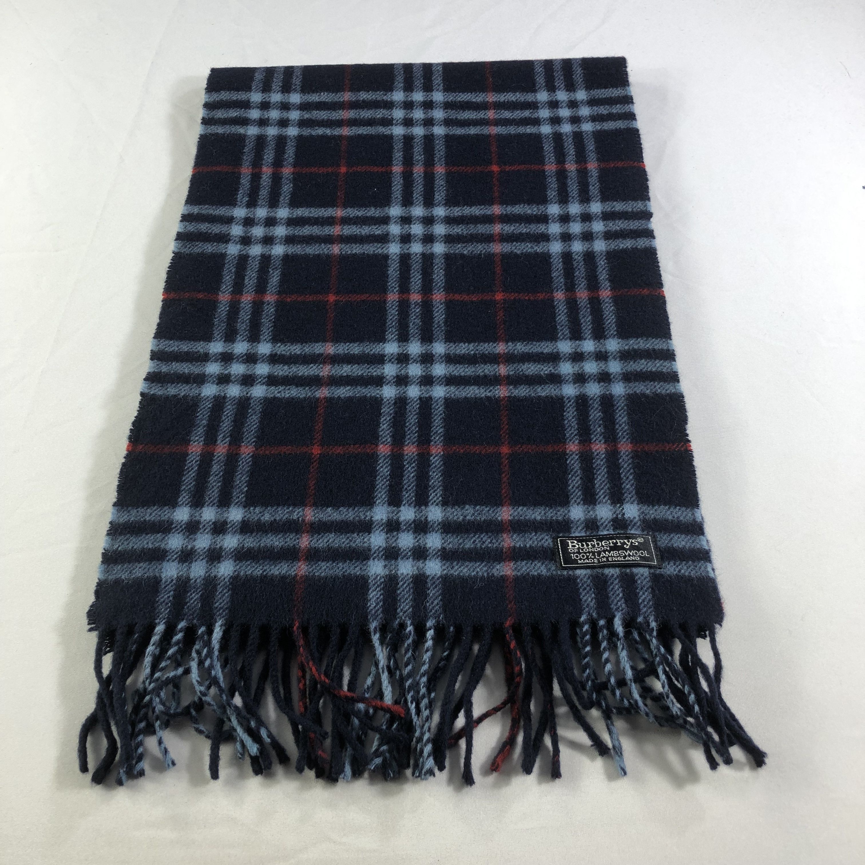 Burberry Burberrys Blue Nova Check Wool Scarf Muffler V1464 Size ONE SIZE - 2 Thumbnail