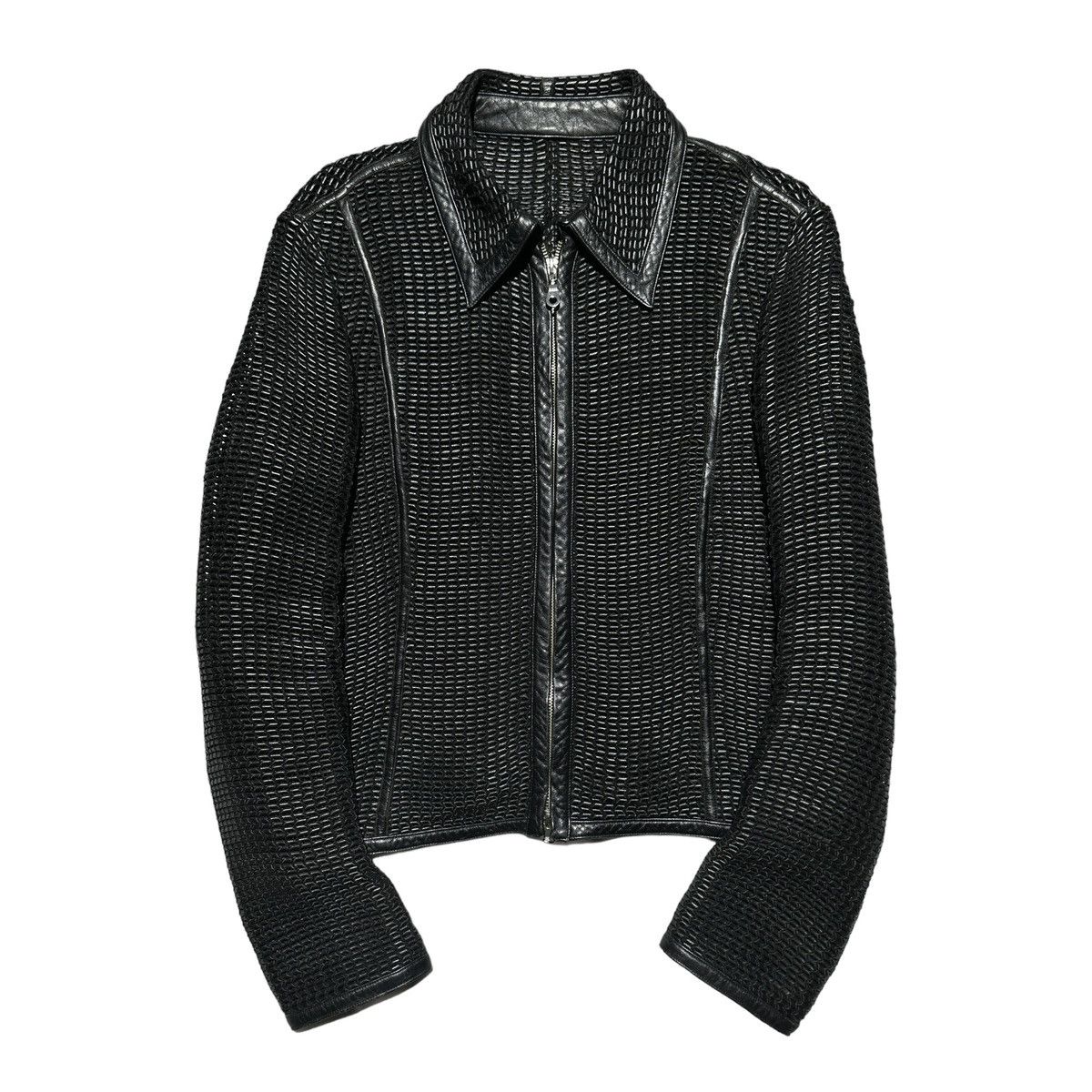 Leather Woven leather Lasercut zip jacket Size US S / EU 44-46 / 1 - 1 Thumbnail