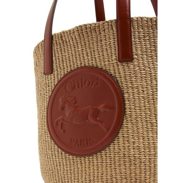 Chloe Chloe Horse Medal Sephia Brown Raffia-Effect Basket Shoulder Size ONE SIZE - 5 Thumbnail