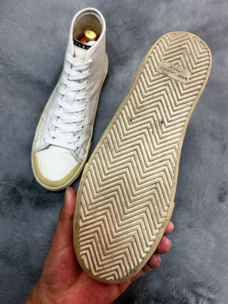 Saint Laurent Paris Saint Laurent Paris White shoelace high top makes old boar Size US 7 / EU 40 - 5 Thumbnail