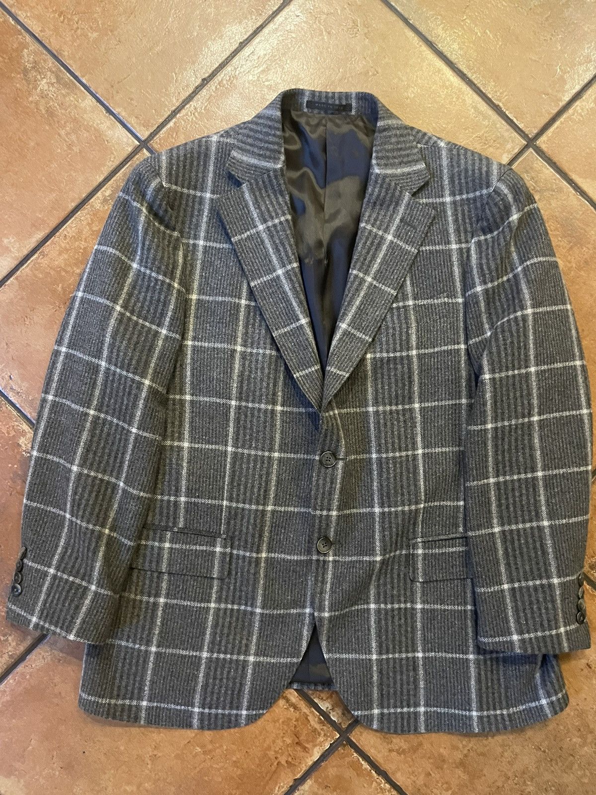 Windowpane Check Soft Wool Jacket