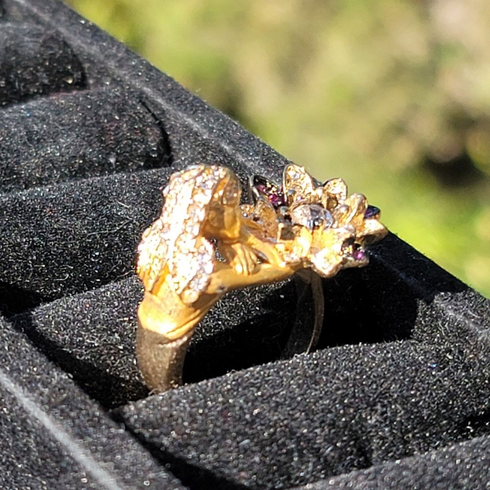 The Unbranded Brand Gold Tone Girl Flower Rhinestone Ring Size ONE SIZE - 5 Thumbnail