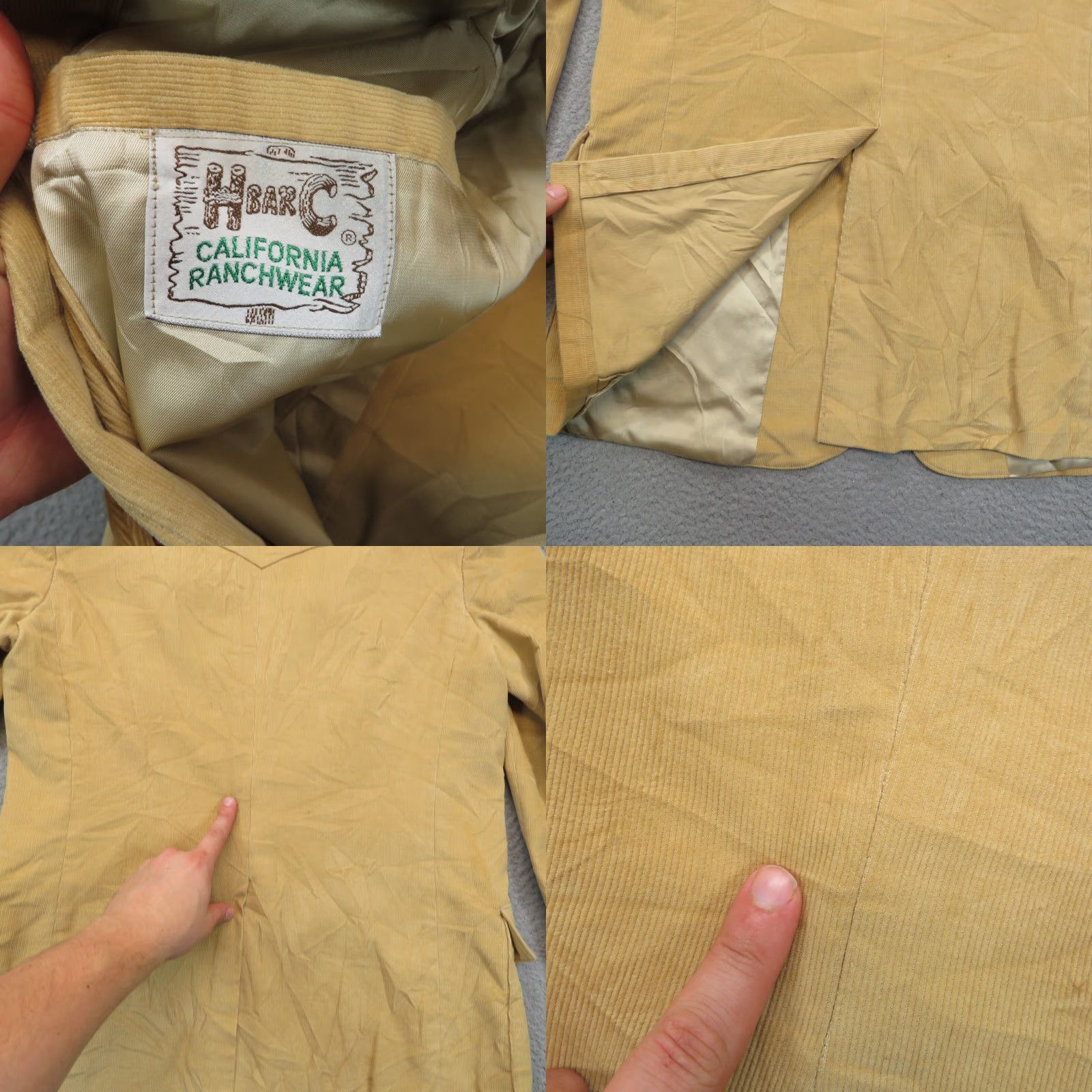 Vintage VINTAGE H Bar C Blazer Mens 42 Corduroy Jacket Suede Elbow Patch Western Ranchwear Khaki Size 42R - 8 Thumbnail