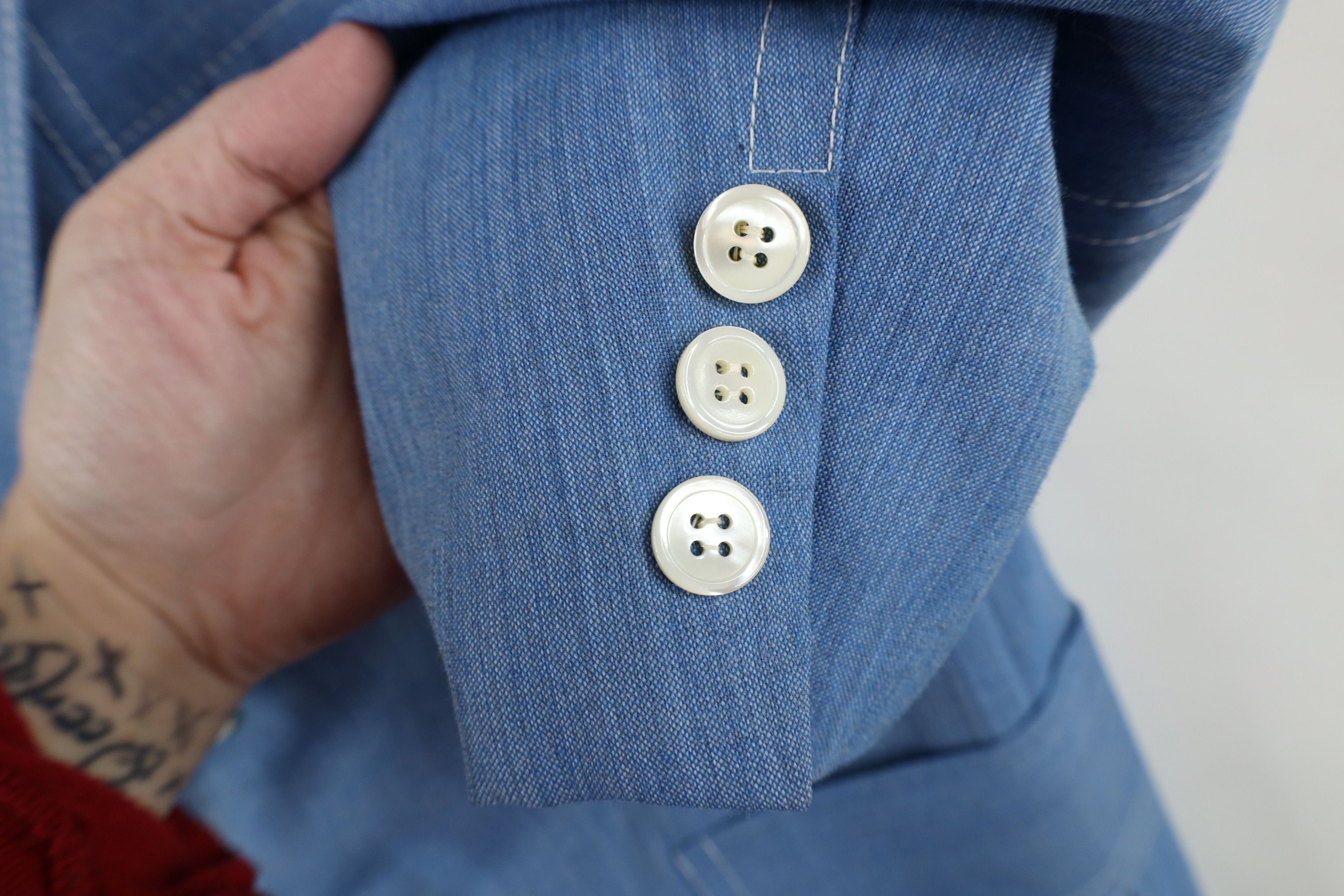 Vintage Vintage 60s 70s Rockabilly Chambray Blazer Suit Jacket Blue Size US L / EU 52-54 / 3 - 4 Thumbnail