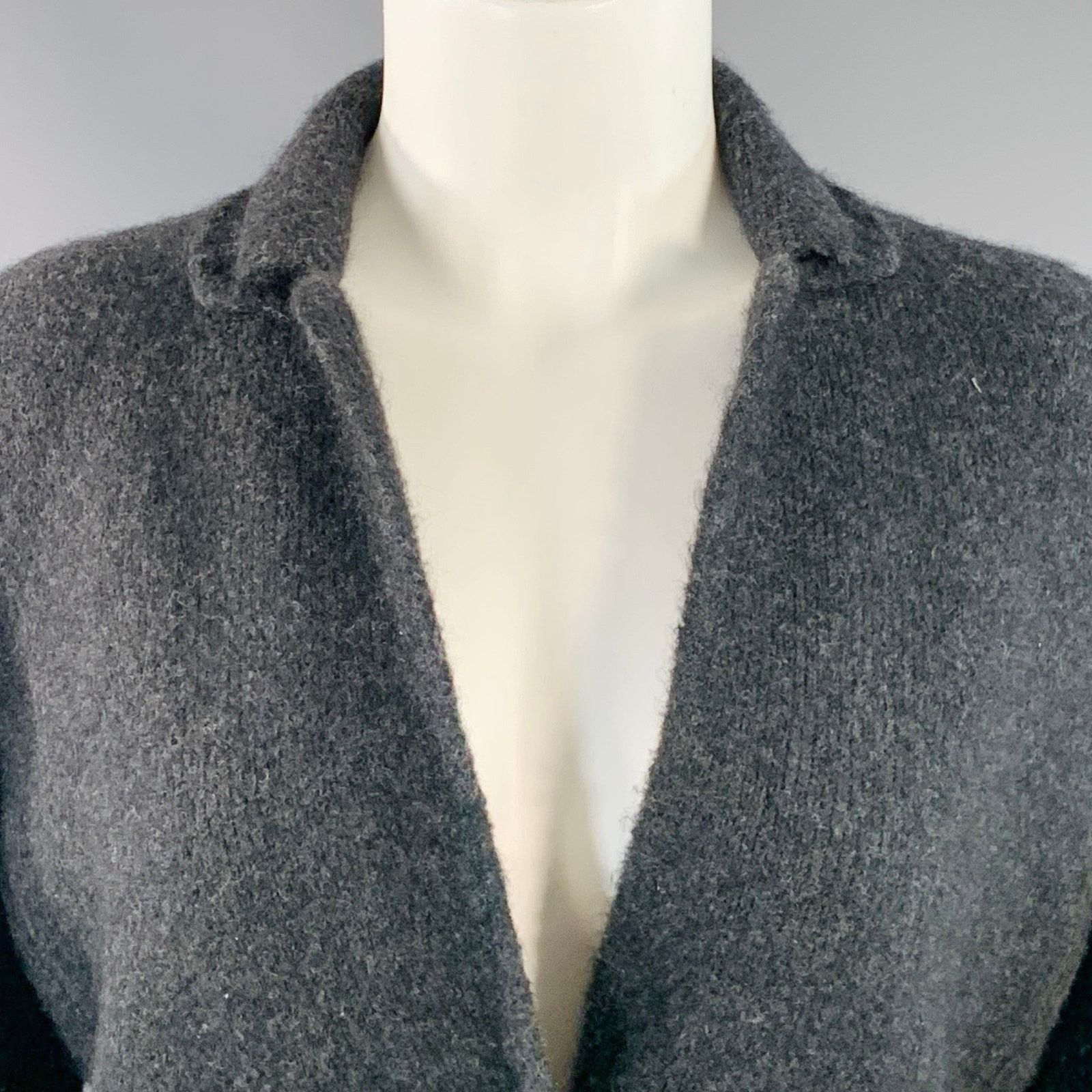 James Perse JAMES PERSE Grey Charcoal Merino Wool Knit Jacket Blazer Size M / US 6-8 / IT 42-44 - 2 Thumbnail