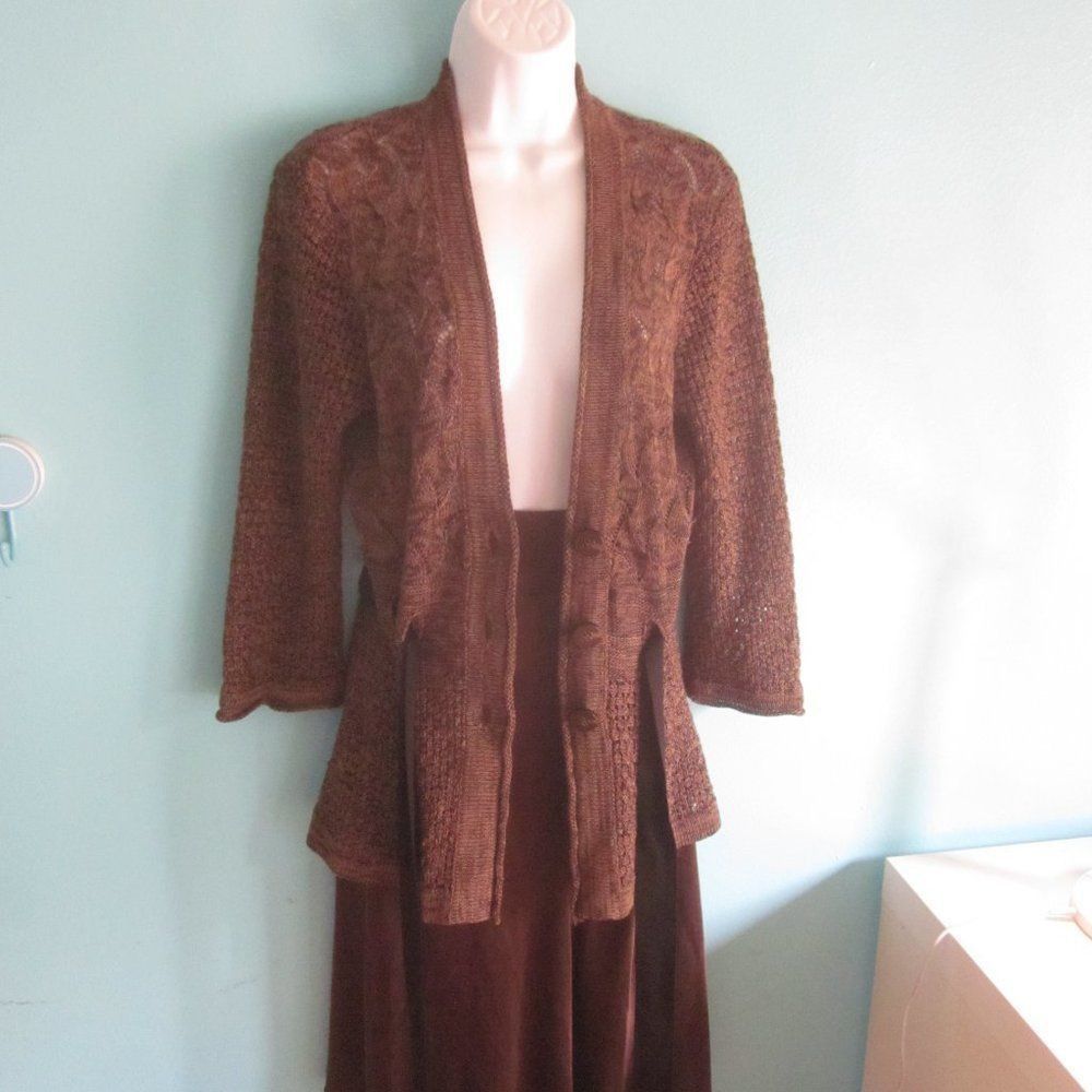 Vintage Classiques Entier Cardigan Brown Knit Linen Sz M Size M / US 6-8 / IT 42-44 - 2 Thumbnail