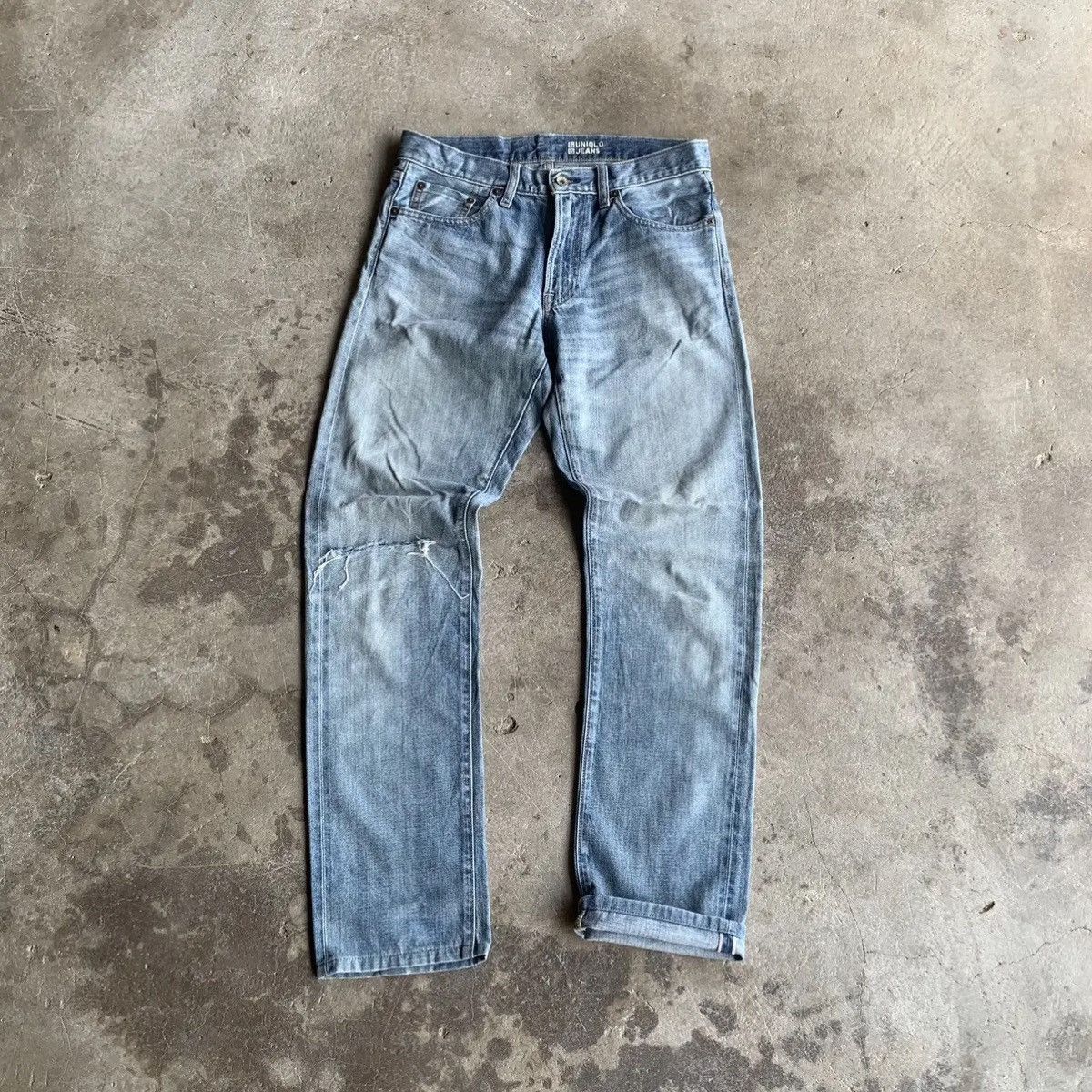 Kaihara Denim REDLINE‼️Japanese Vintage LightWash DistressedDenim Selvedge Size US 32 / EU 48 - 1 Thumbnail