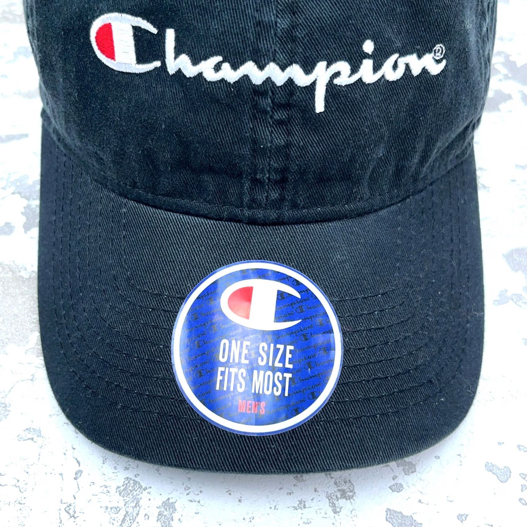 Champion Champion Hat Cap Strap Back Black White Spell Out Logo Gym Dad Baseball Adjust Size ONE SIZE - 2 Thumbnail