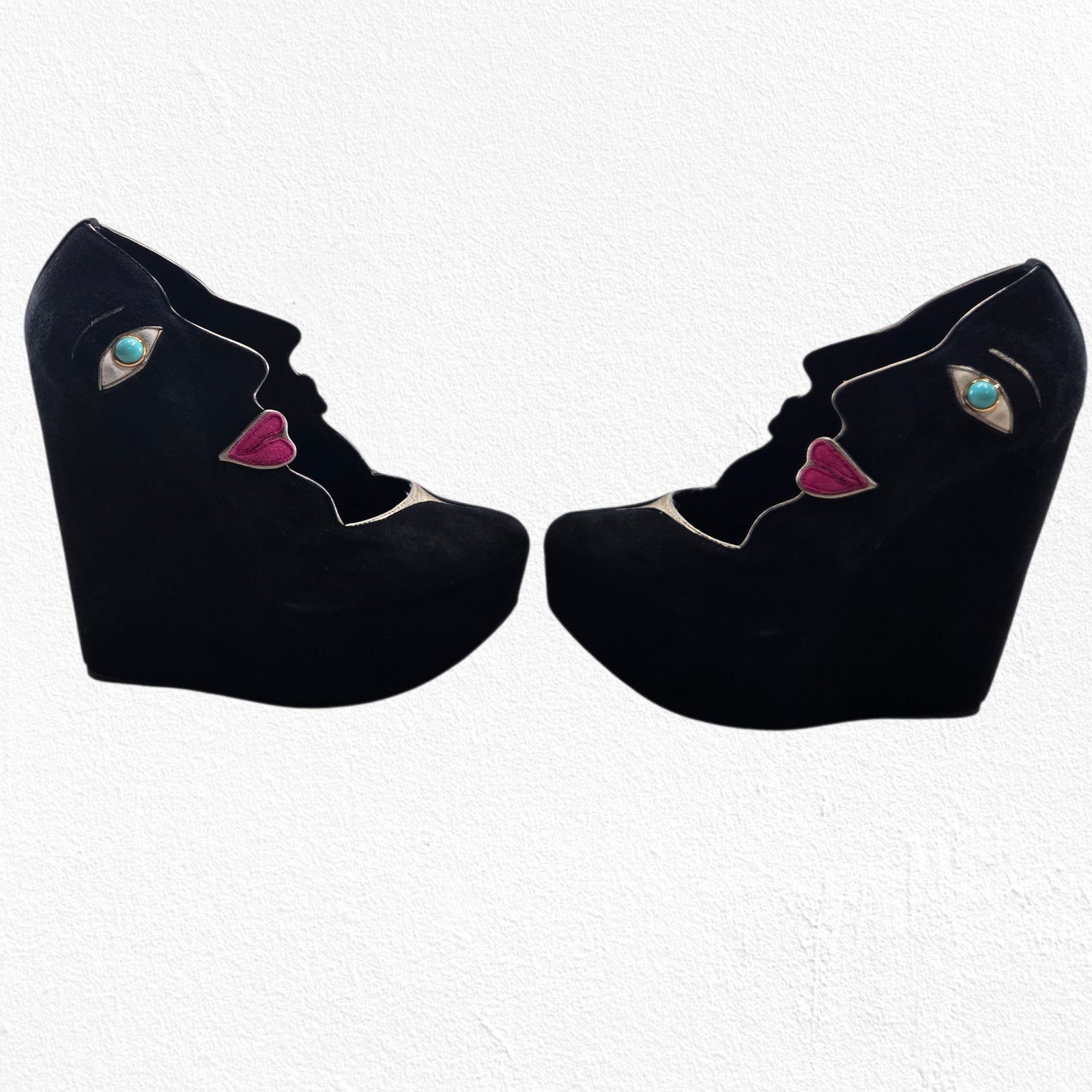 Dolce & Gabbana Dolce & Gabbana Face Wedge Platform Suede Heels EU 36.5 Size US 6.5 / IT 36.5 - 7 Thumbnail