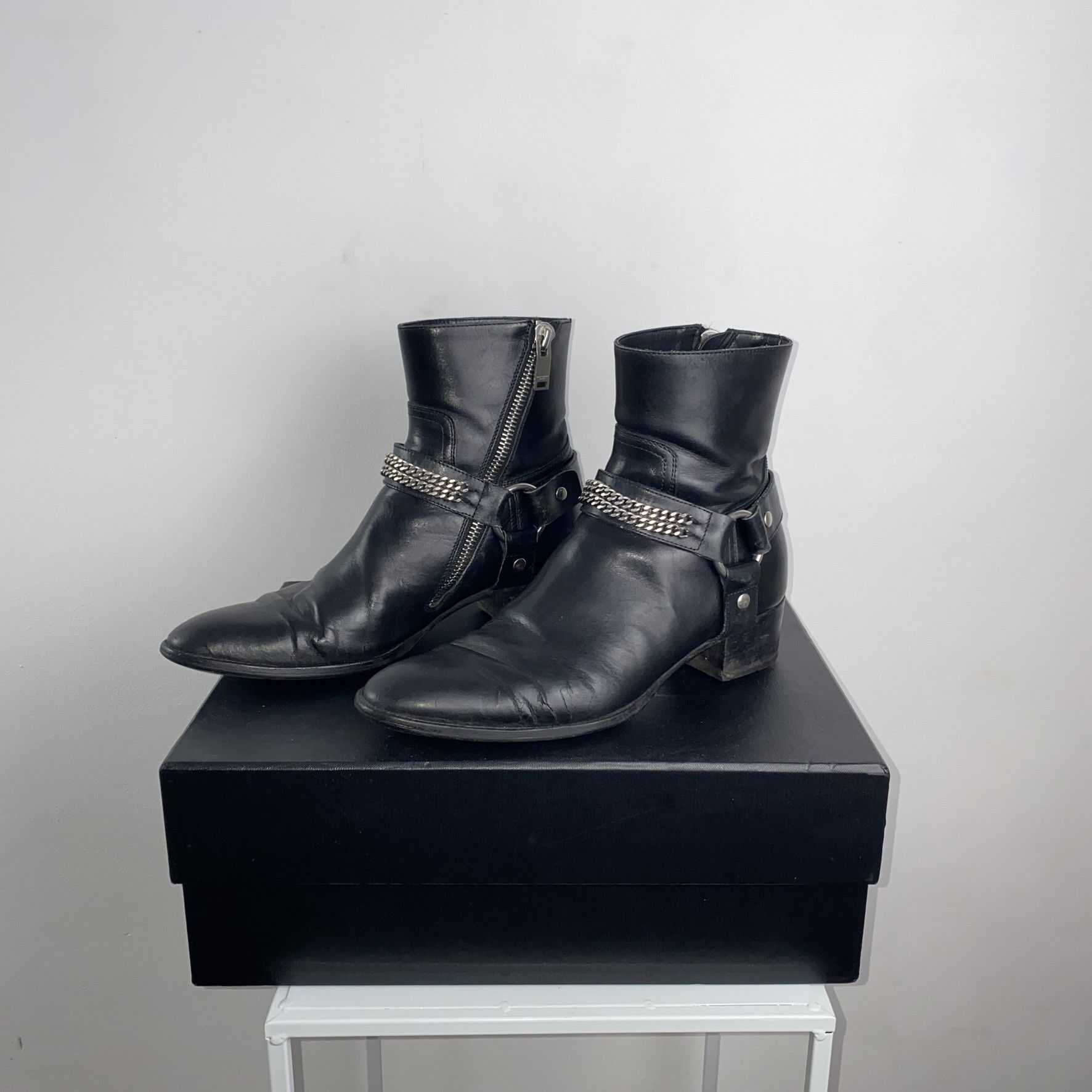 image of Saint Laurent Paris Saint Laurent Fw13 By Hedi Slimane Chain Black Wyatt 39 Shoes, Women's (Size 8)