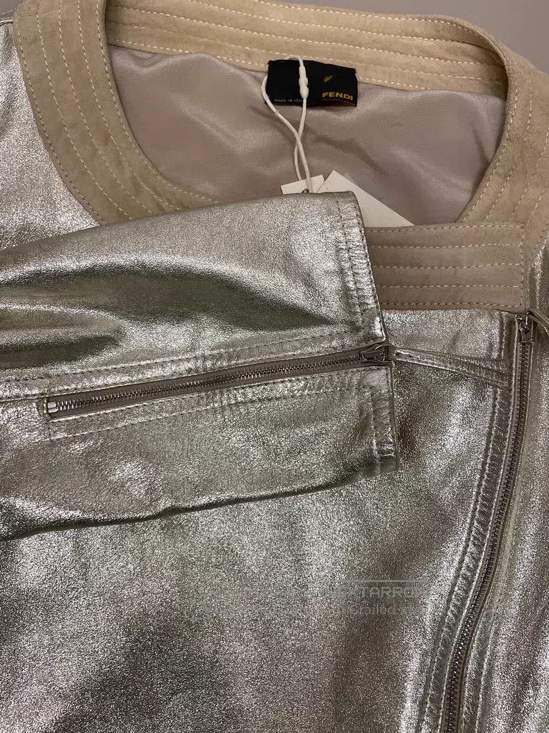 Fendi Fendi Silver Leather Jacket Size S / US 4 / IT 40 - 5 Thumbnail