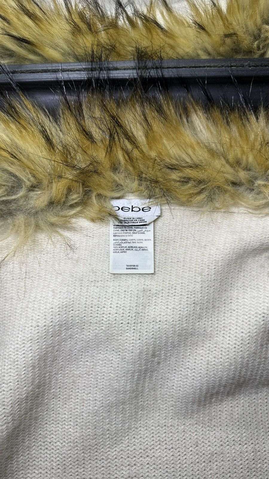 Bebe Y2K 2000s Bebe Fur Coat Knitted Sweater Size L / US 10 / IT 46 - 2 Thumbnail