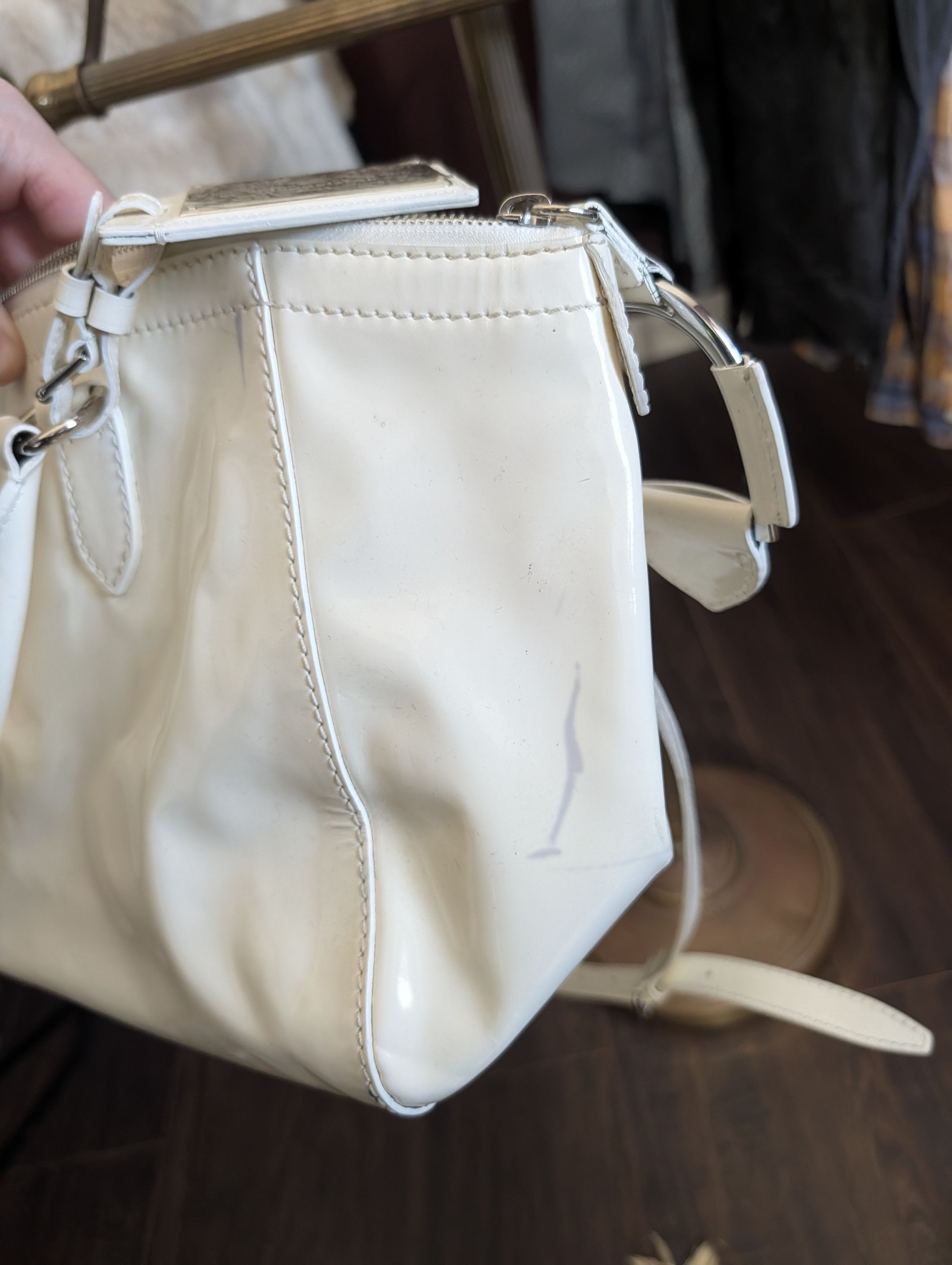 Ralph Lauren Mainline made in Italy logo plaque patent leather handbag Size ONE SIZE - 14 Thumbnail