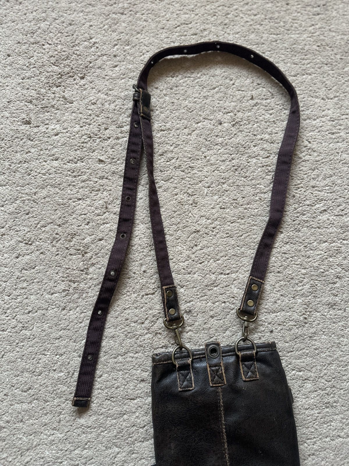 Japanese Brand 2000s Fabric Connection Cross logo Leather Sling Bag Size ONE SIZE - 15 Thumbnail