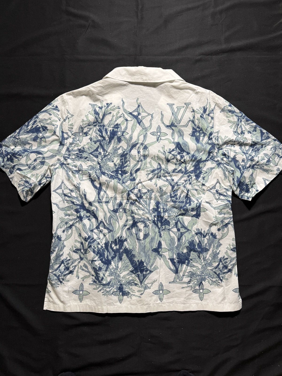 Louis Vuitton Blue & White Aquagarden Monogram Button Up Shirt Size US XL / EU 56 / 4 - 2 Thumbnail