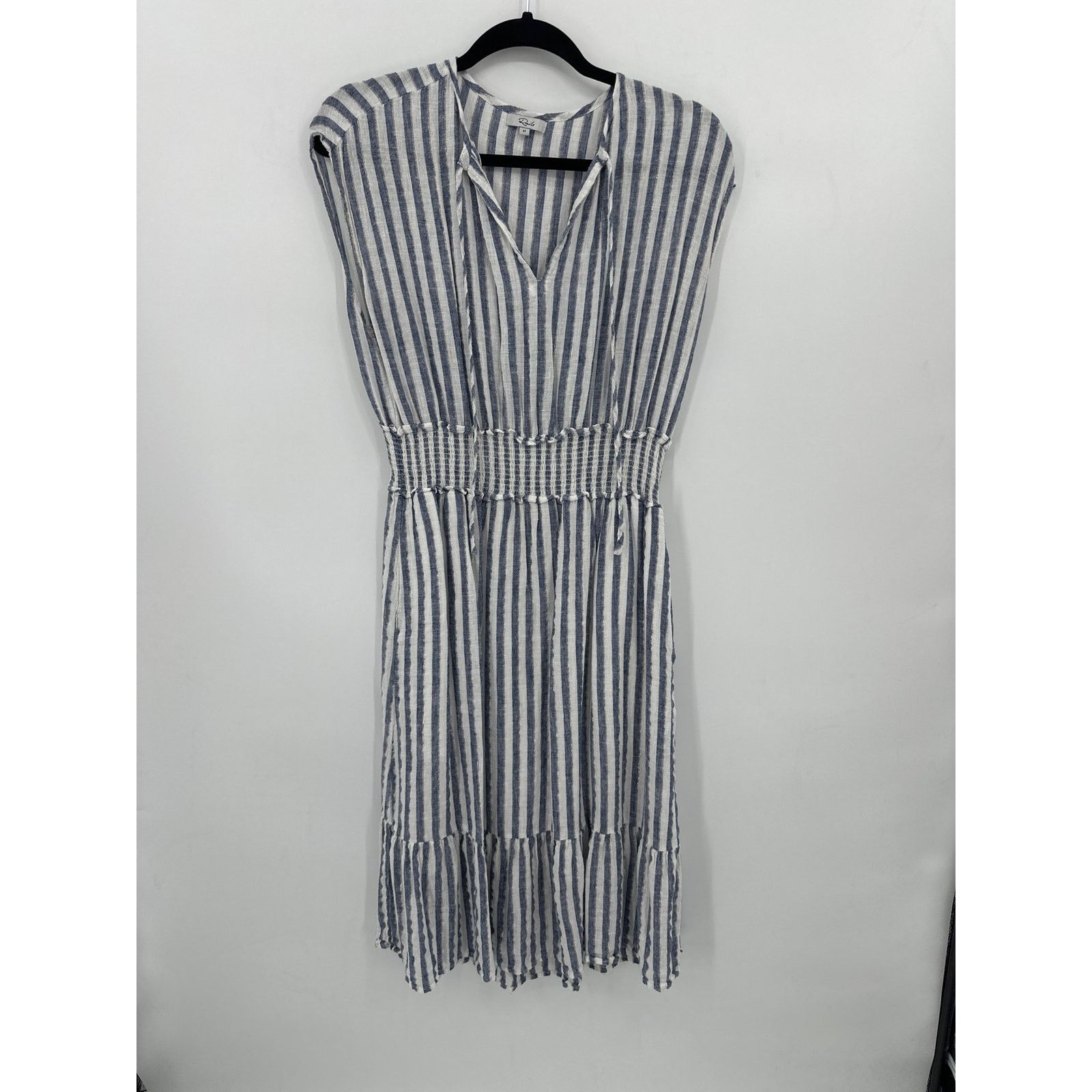 Rails Rails Ashlyn Rio Stripe Navy Blue metallic Midi dress Medium | Grailed