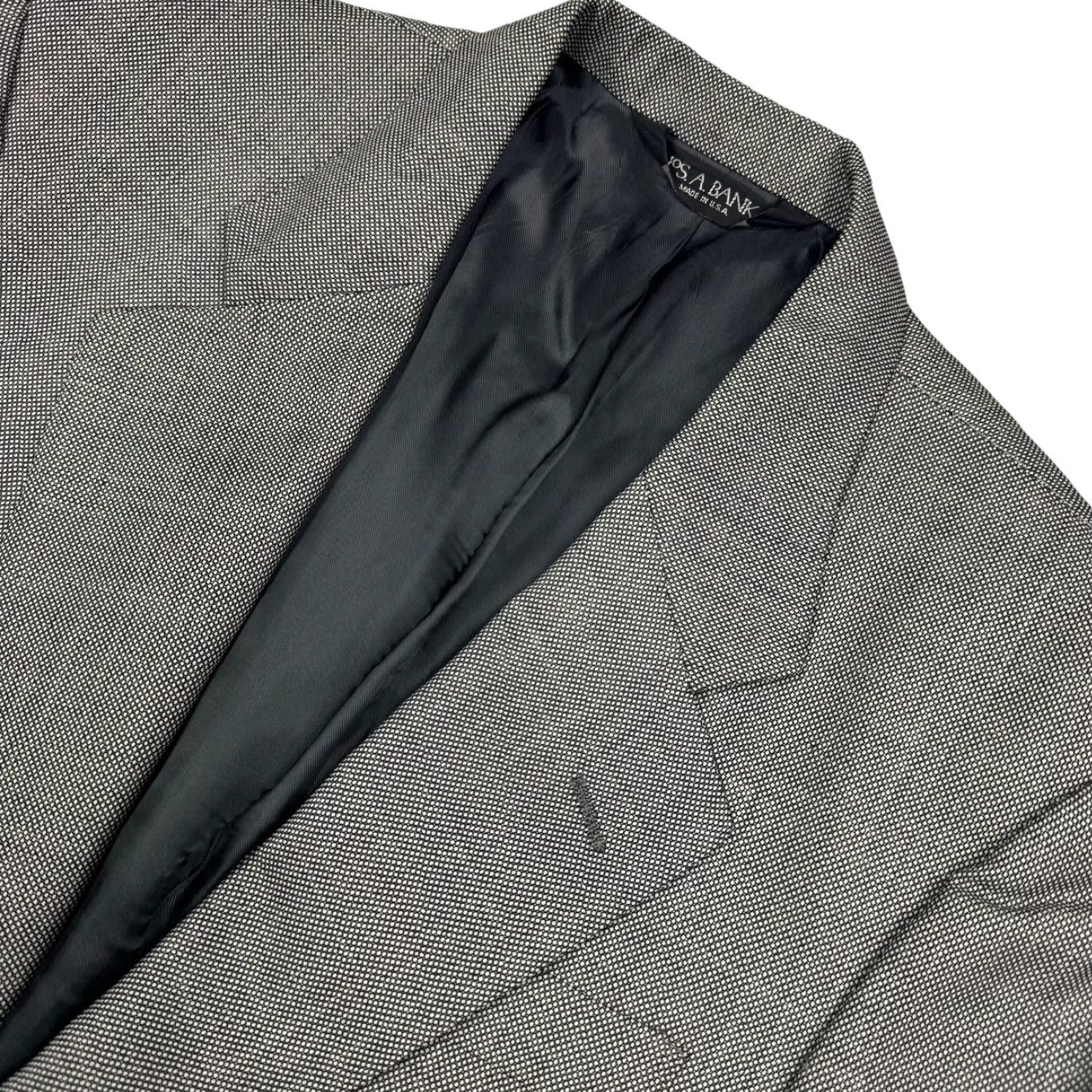 Jos. A. Bank VINTAGE Jos. A Bank Men's Blazer 2-Button Wool Gray Herringbone 40S Notch Lapel Mens Size 40R - 2 Thumbnail