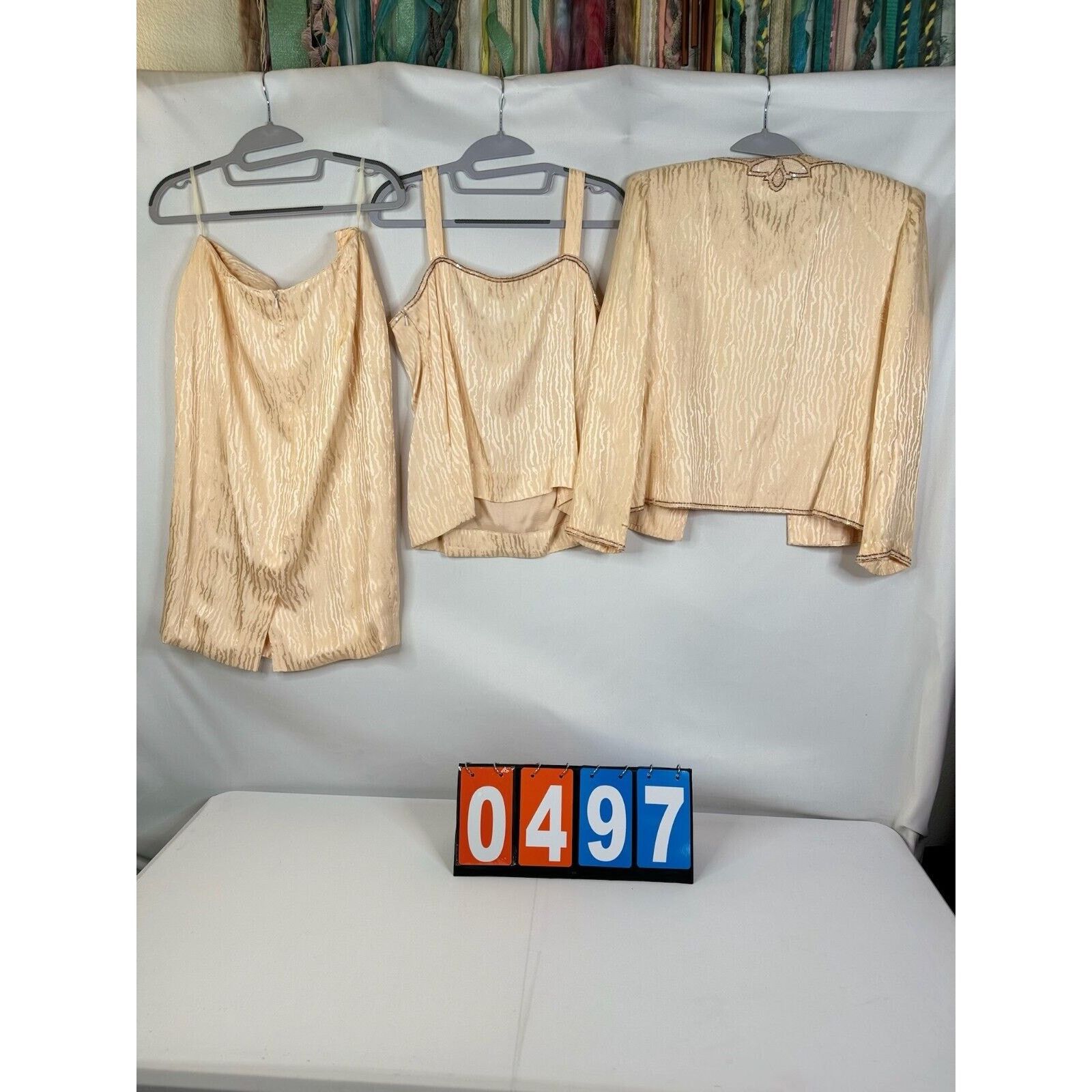 Vintage Vintage D'ore Women's 3 Piece Embroidered Peach Skirt Set Size M / US 6-8 / IT 42-44 - 2 Thumbnail