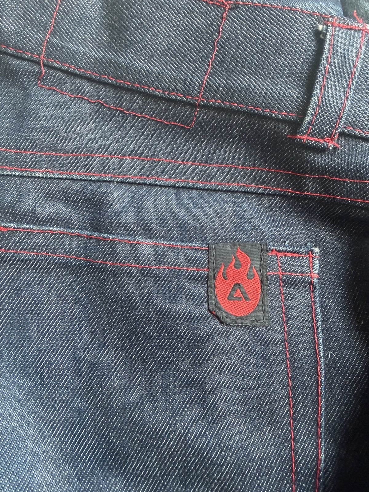 Acne Studios Early 2000s Acne International red stitch jeans flame patch Size US 29 - 3 Thumbnail