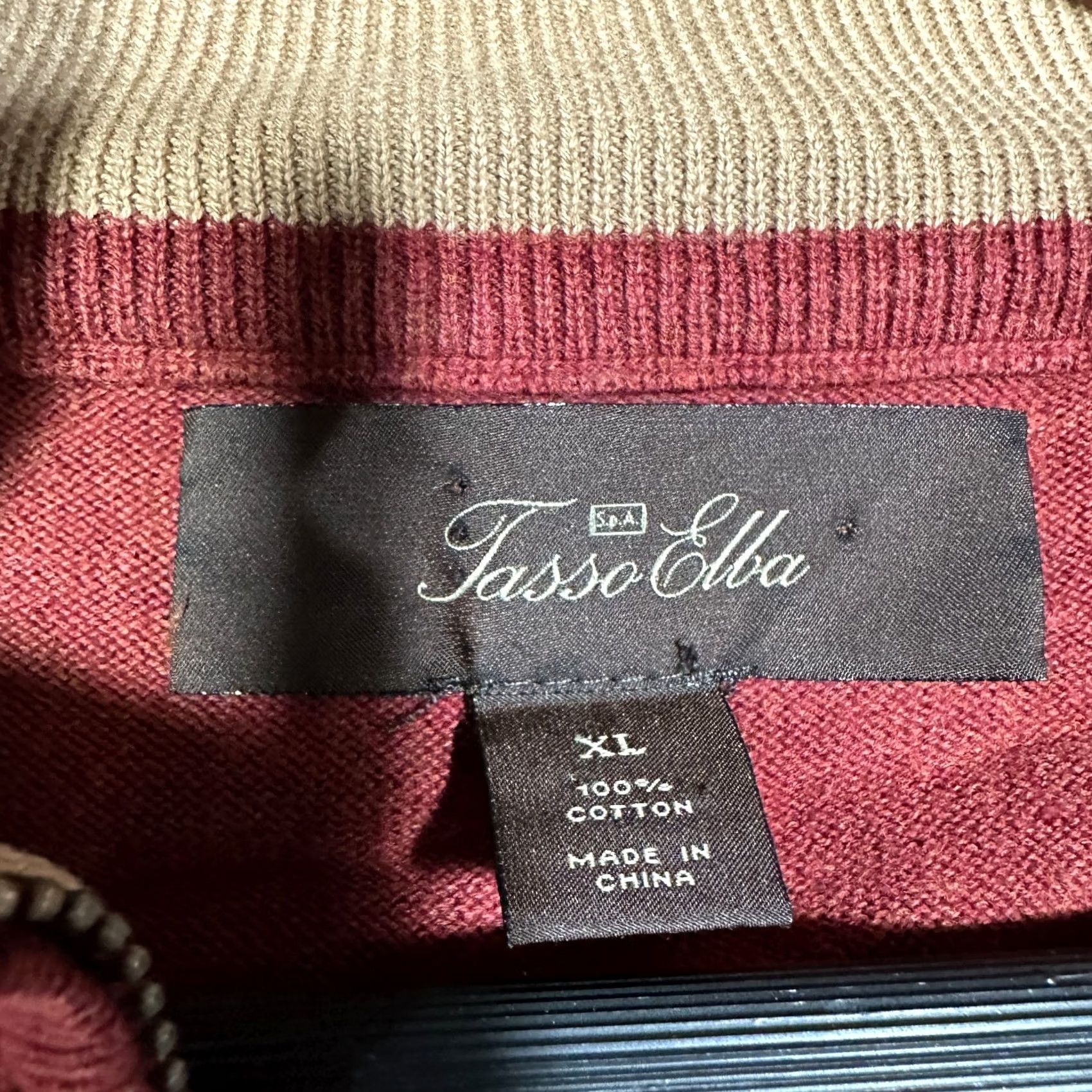 Tasso Elba Tasso Elba Sweater Mens L Rust Argyle Mock Zip Up Neck Ribbed Cuffs Hem Knit Cotton Fall Winter Classic Modern Size US L / EU 52-54 / 3 - 5 Thumbnail