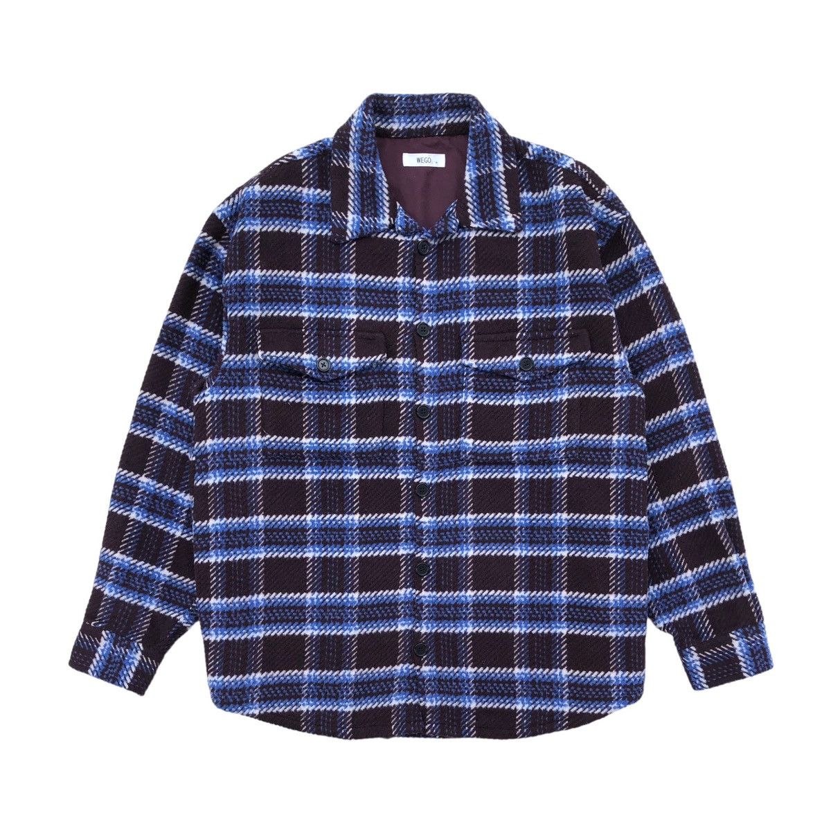 Japanese Brand Vintage WEGO Wool Flannel Box Design Buttons Up Jacket Size US M / EU 48-50 / 2 - 1 Thumbnail