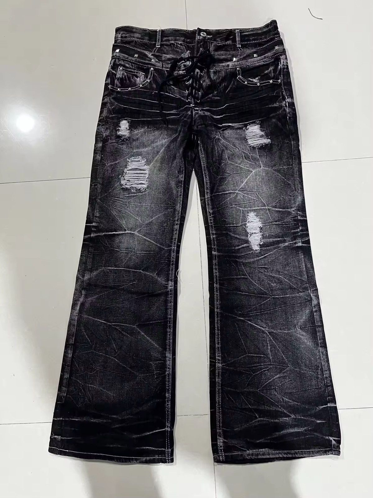 Japanese Brand × Vintage Y2K Washed Jeans Gothic Retro Size US 34 / EU 50 - 4 Thumbnail