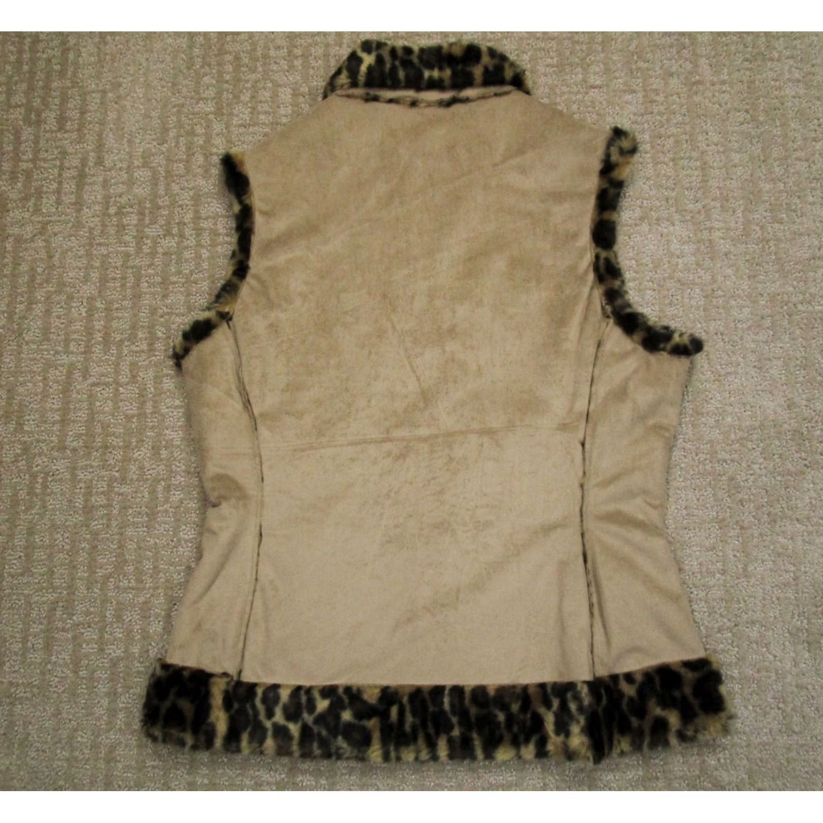 Vintage Cripple Creek Vest Women's Brown Southwestern Leopard Print Sherpa Knit Zip Pockets All Seasons Regular M Size M / US 6-8 / IT 42-44 - 3 Thumbnail