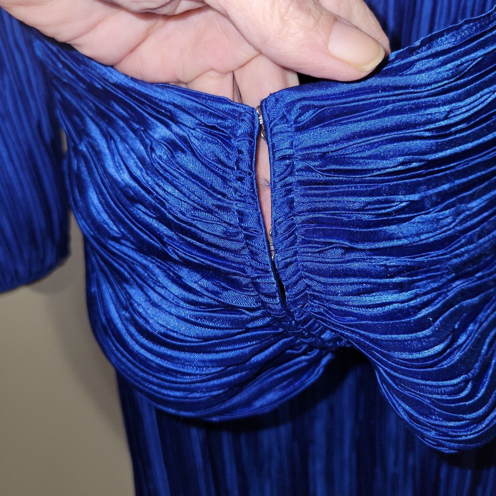 & Other Stories George F Couture Plisse Pleated Fortuny Cobalt Blue Gown Size XL / US 12-14 / IT 48-50 - 12 Thumbnail